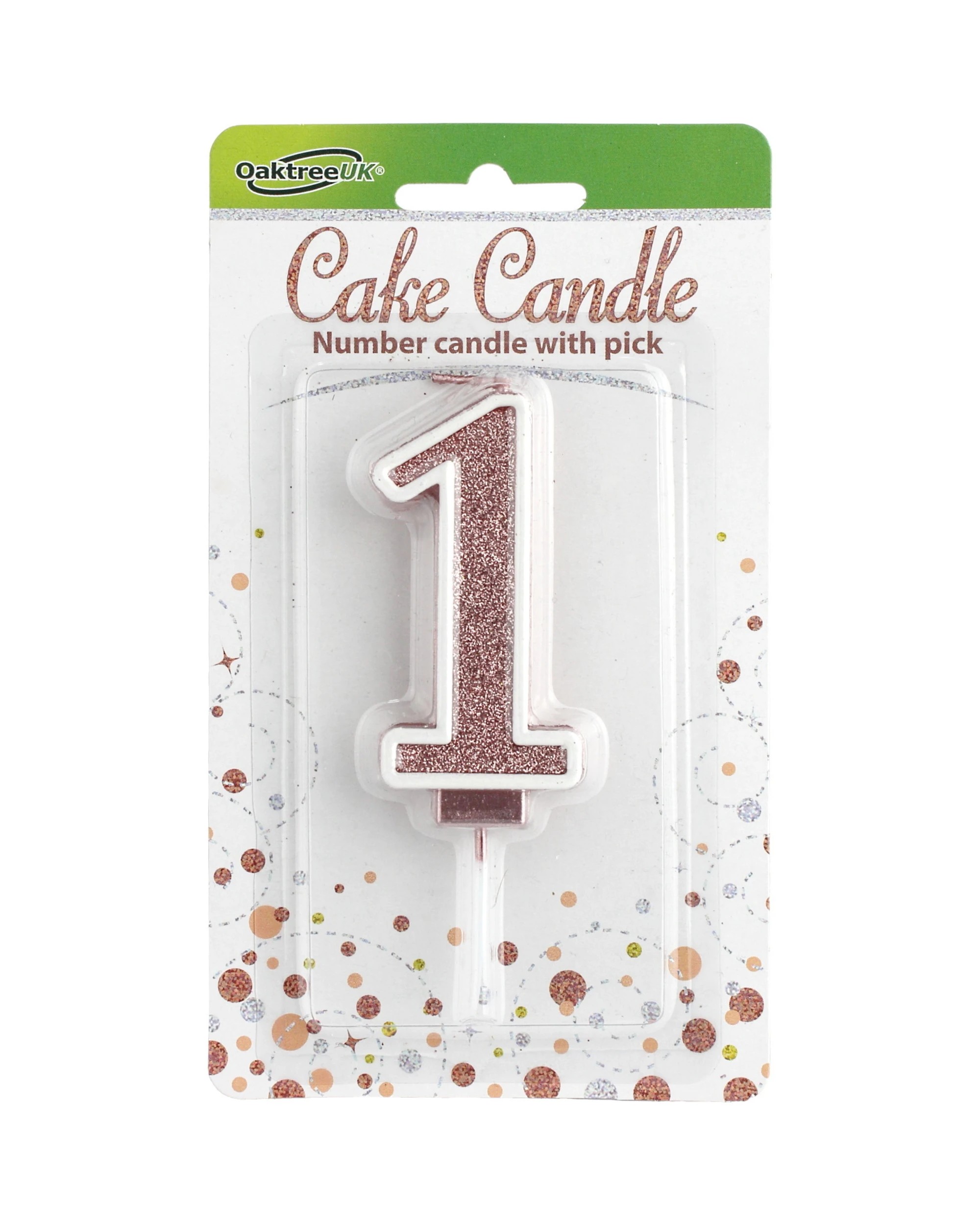 1 Alpen Sparkling Fizz Rose Gold Glitter Number 1 Candle - Gold, 1 of 1