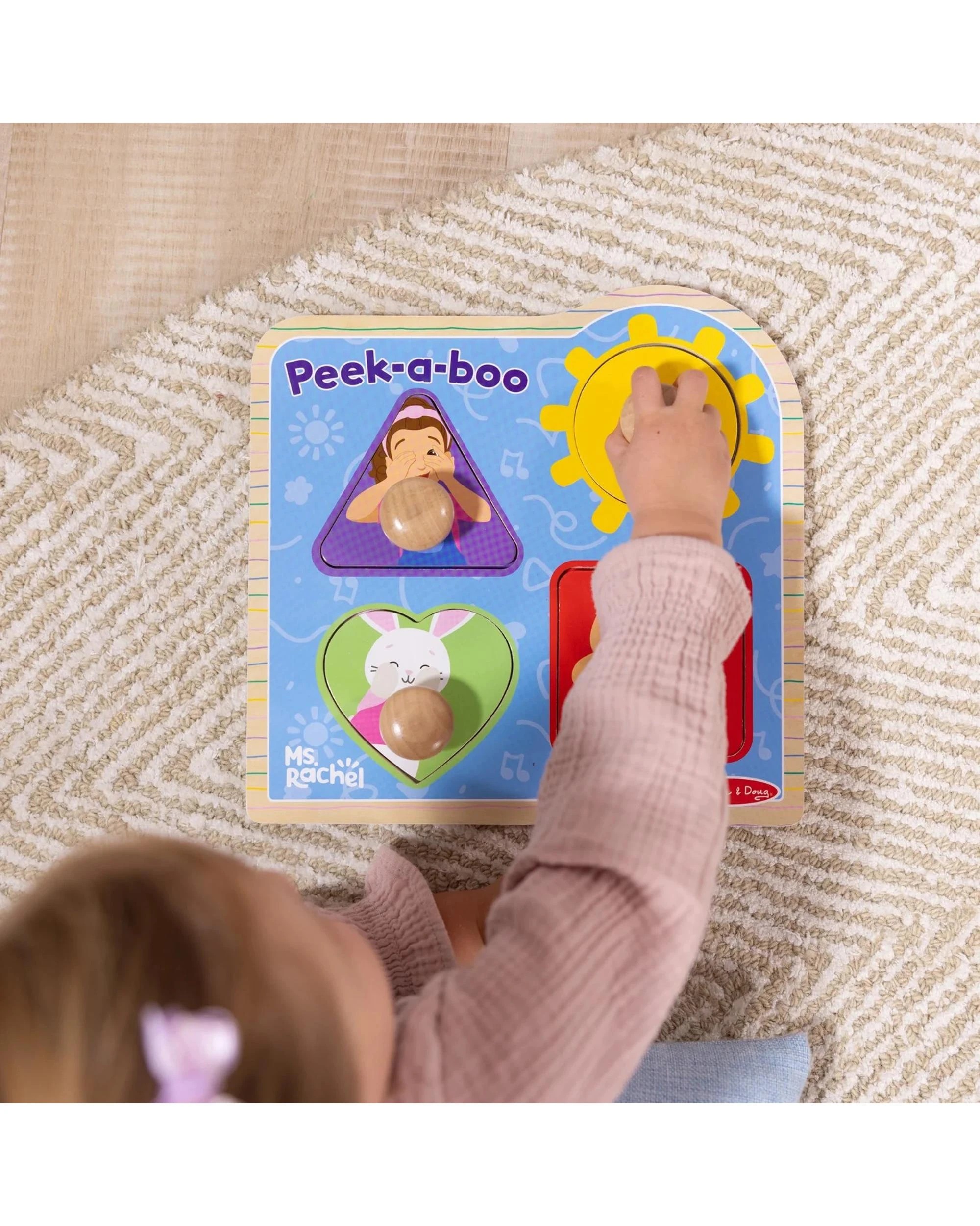 6 Melissa and Doug Ms Rachel Wooden Peek-A-Boo Jumbo Peg Puzzle, 6 of 9