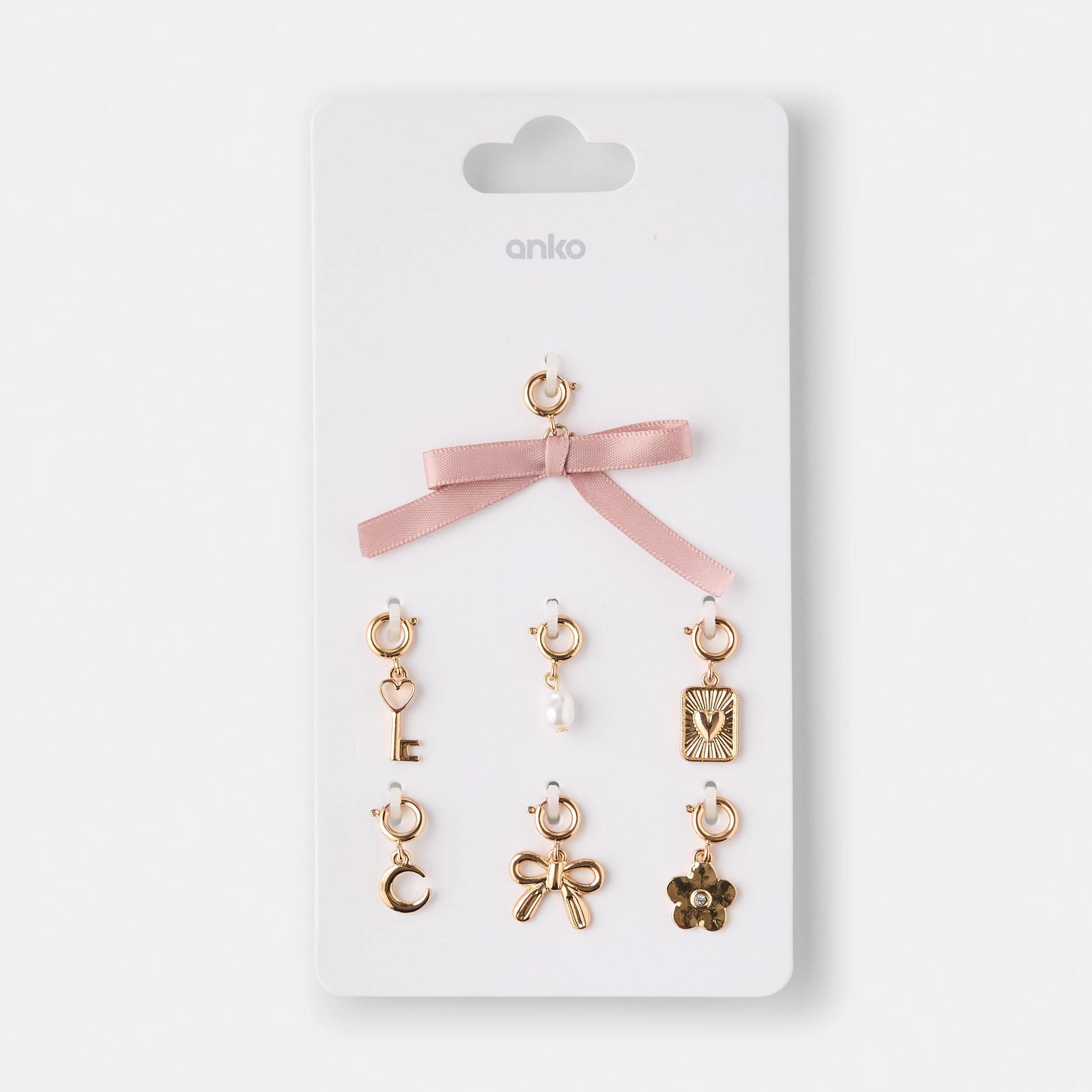 1 7  Pack Hearts and Bow Charms - Gold Tone Gold, 1 of 3