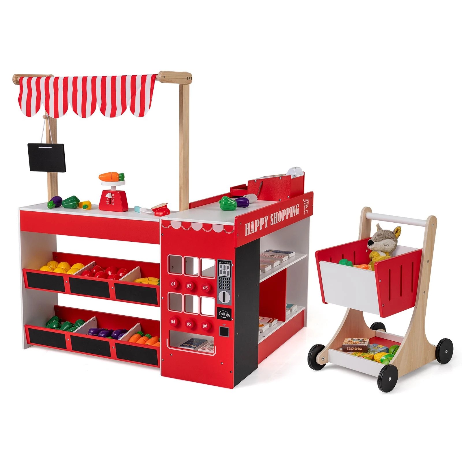 1 Costway Supermarket Playset Grocery Store Market Stand, 1 of 1