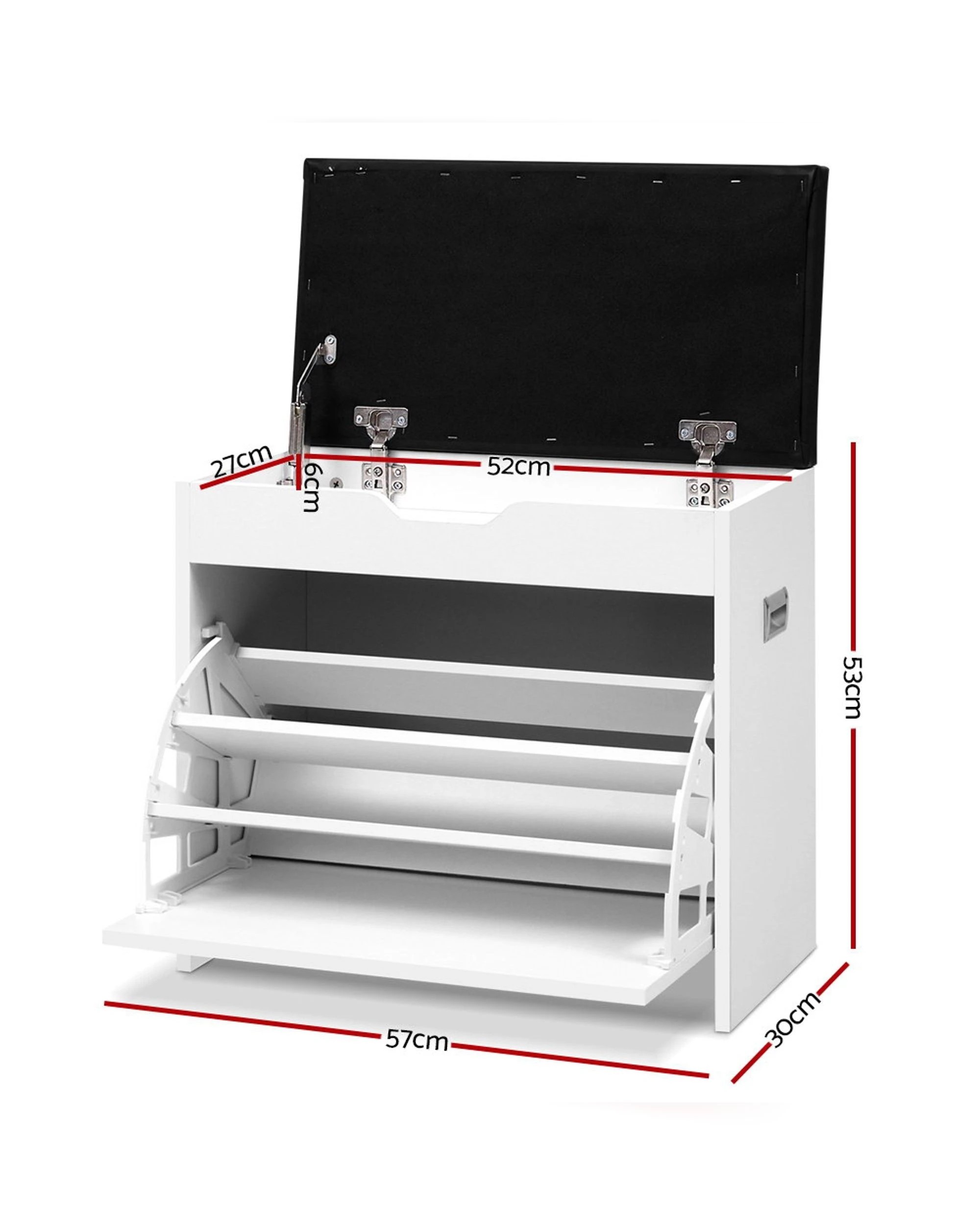 3 Artiss Shoe Rack Cabinet Bench 3-Tier 15 Pairs Entryway Storage Organizer Seat Easy Clean Sturdy Modern - White, 3 of 10