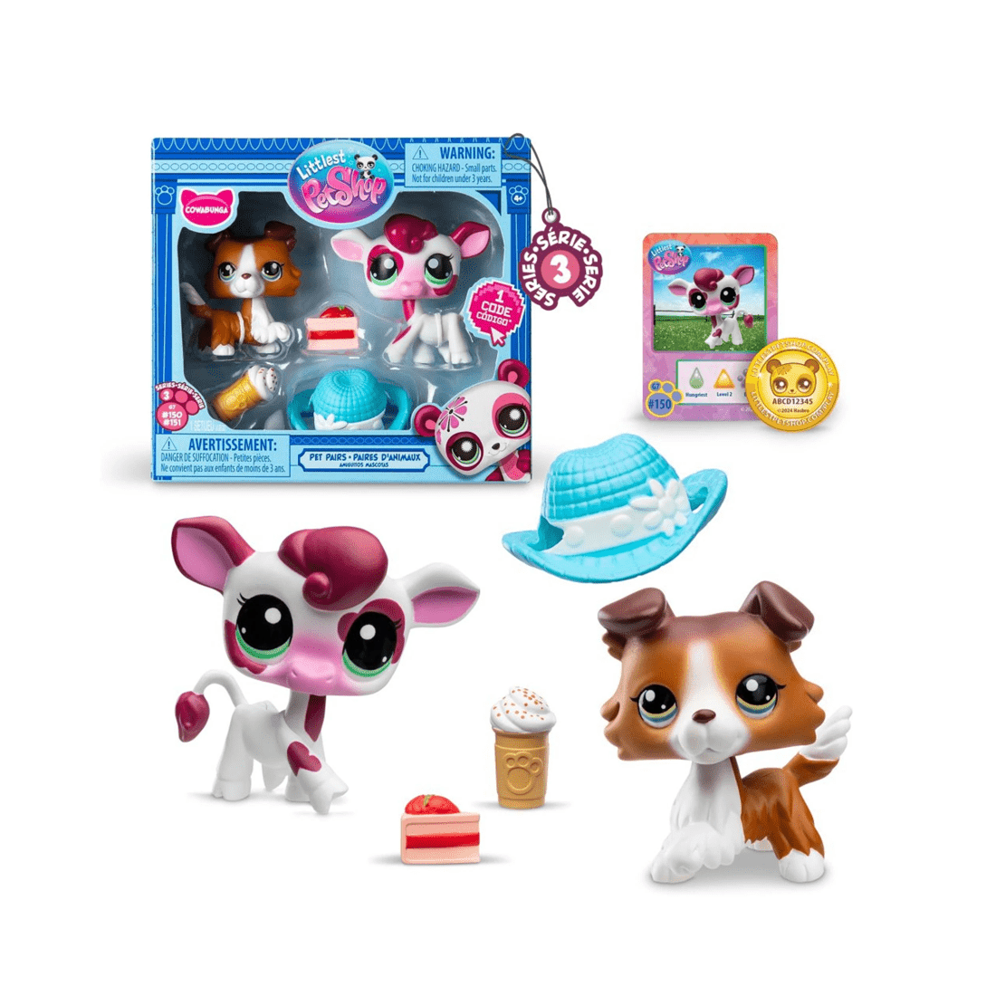 2 Basic Fun! Littlest Pet Shop Pet Pairs Series 3 Cowabunga 2 Pack Figures, 2 of 4