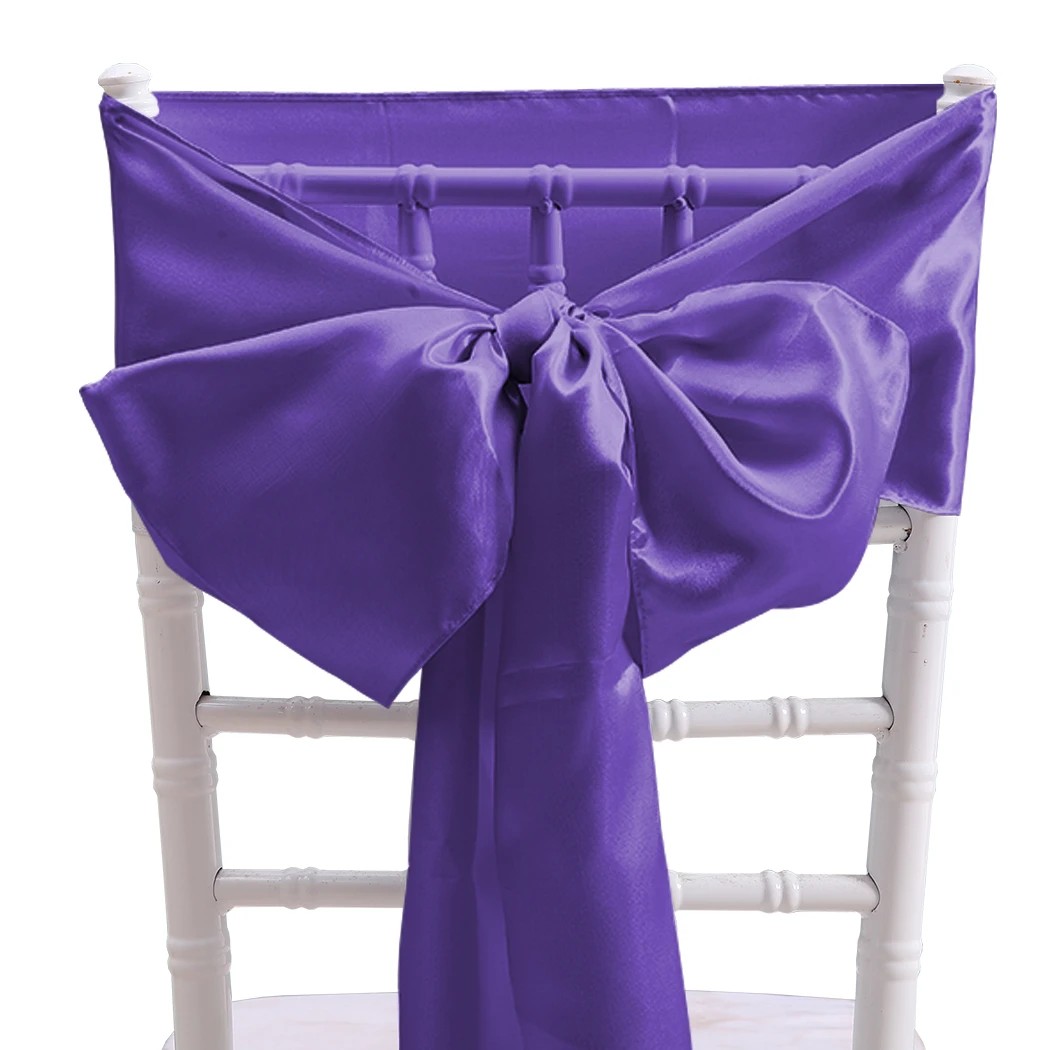 7 Traderight 50 Pcs Satin Chair Sashes - Purple, 7 of 8