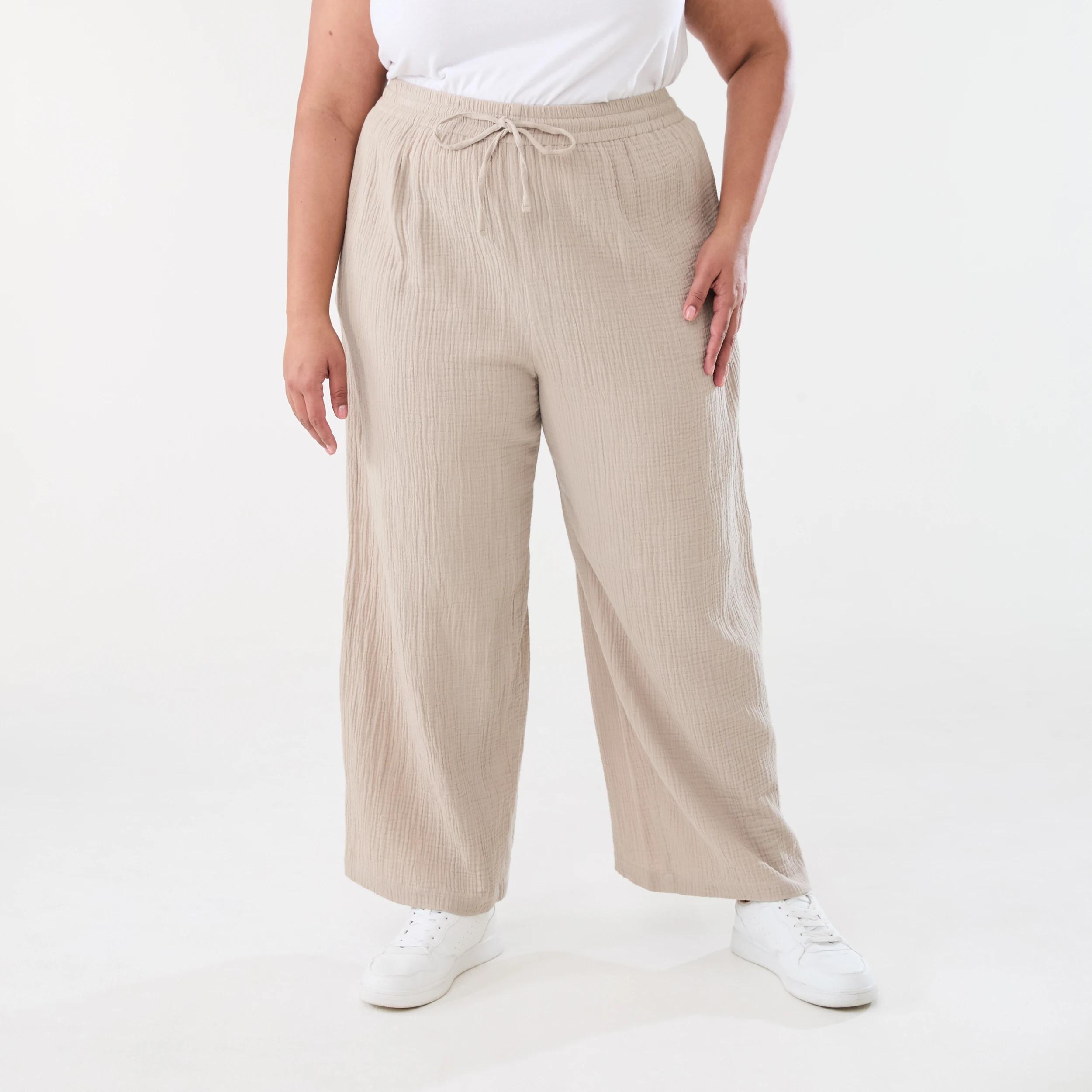 1 Curve Double Cloth Pants Grey Taupe, 1 of 5