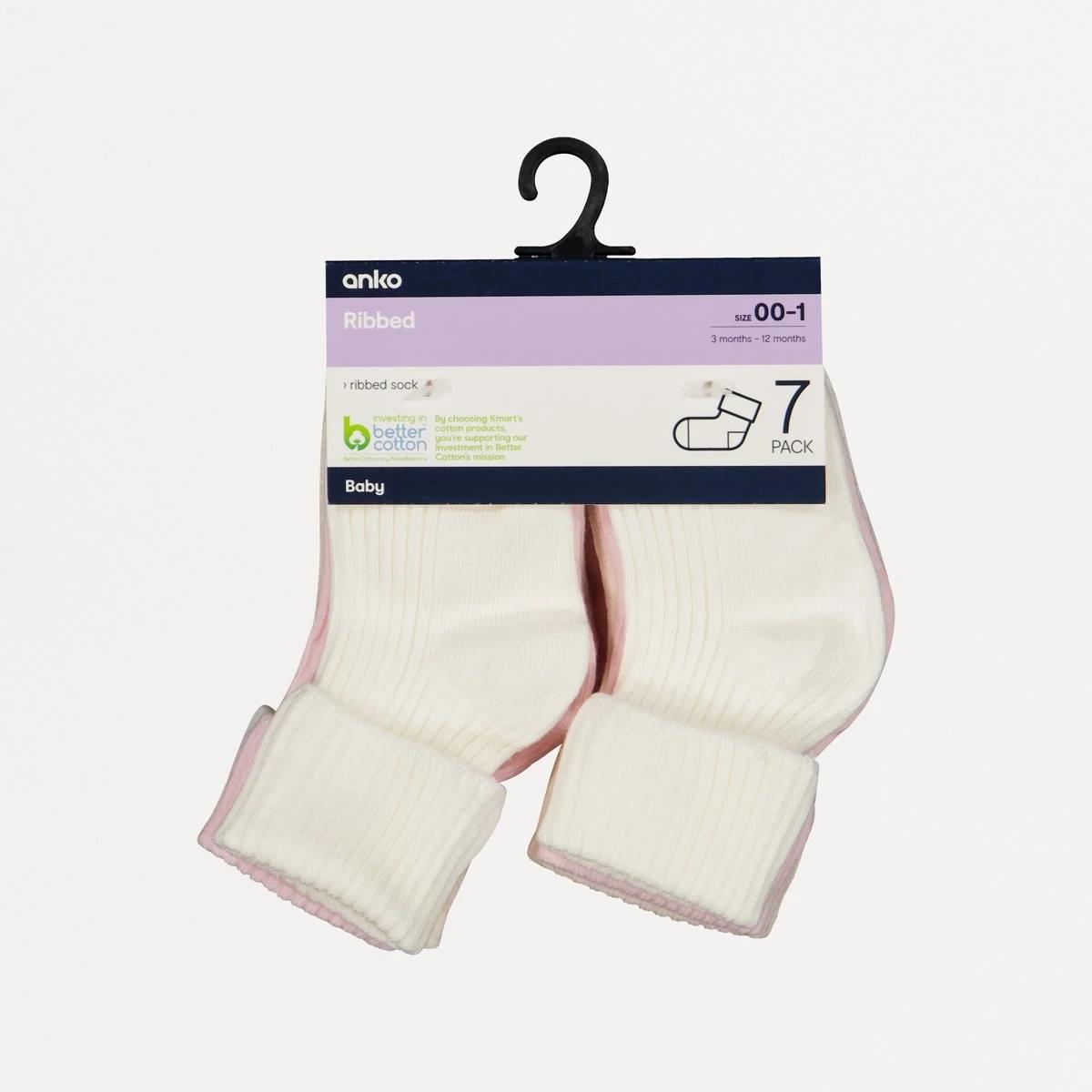 2 7 Pack Ribbed Socks Pink Pack, 2 of 2