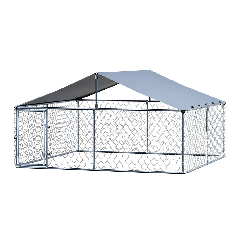 1 i.Pet Dog Kennel Large House XXL Pet Run Cage Puppy Outdoor Enclosure With Roof - Silver, 1 of 5