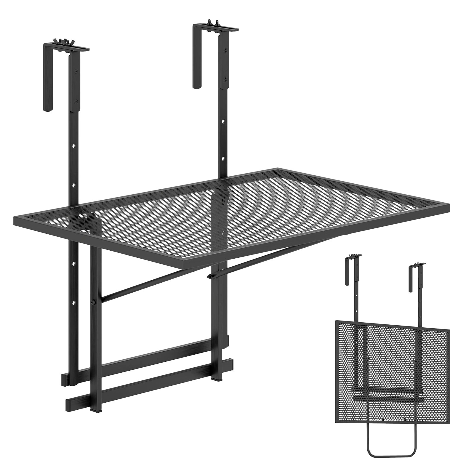 1 Costway Balcony Railing Table w/5 Adjustable Heights Folding Hanging Table, 1 of 3