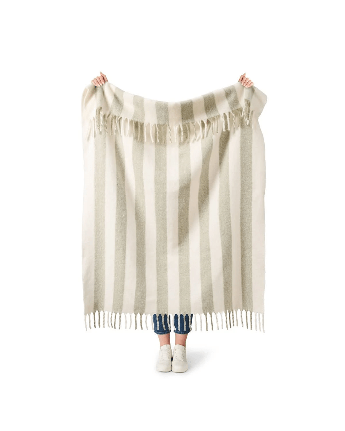 2 Stripe Brushed Throw - Sage, 2 of 6