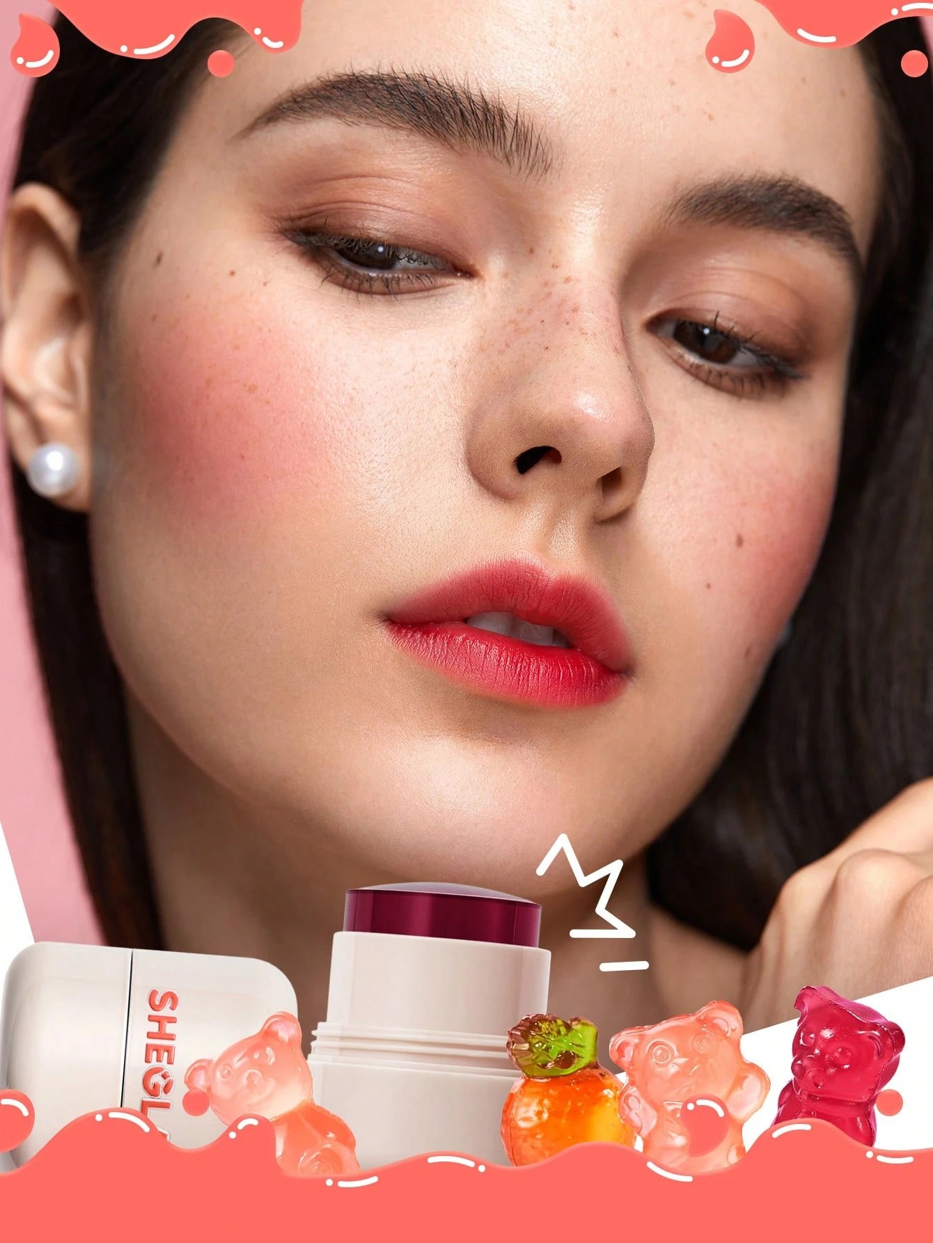 4 SHEGLAM Jelly-Licious Hydrating Lip & Blush Tint - Coucou, 4 of 5