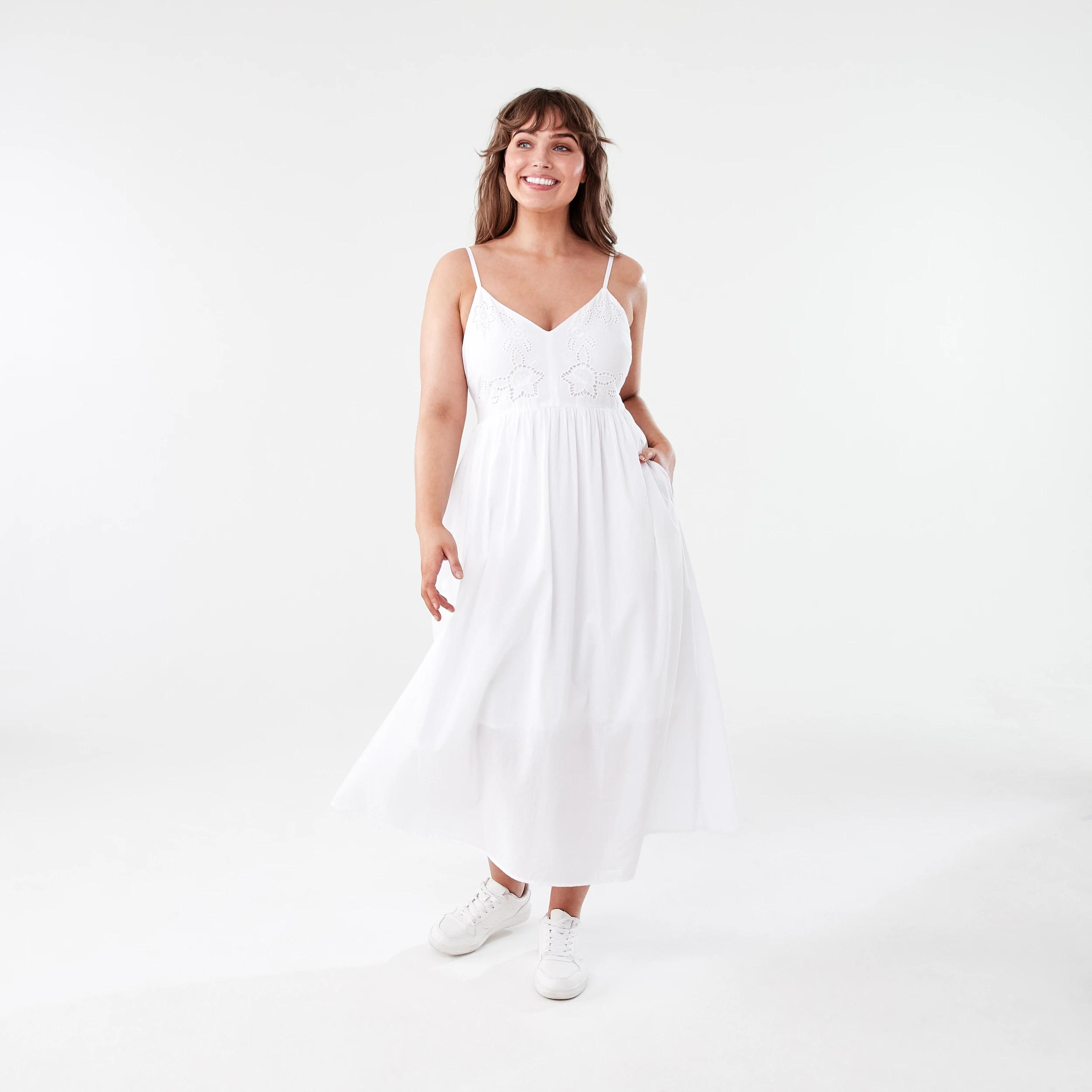 1 Sleeveless Broderie Midi Dress White, 1 of 7