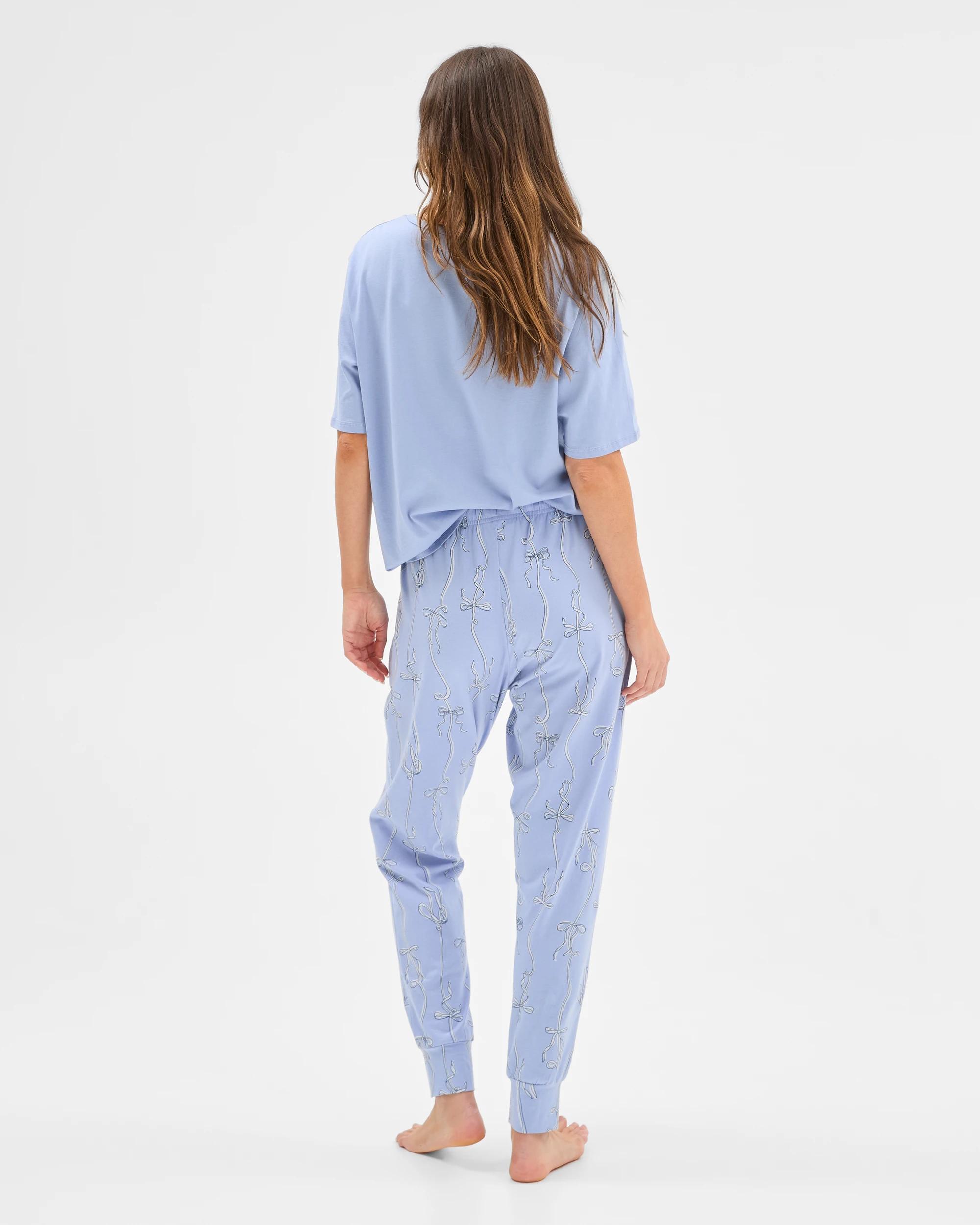 4 Target Australian Cotton Jersey Jogger Sleep Pants BLUE BOWS, 4 of 5