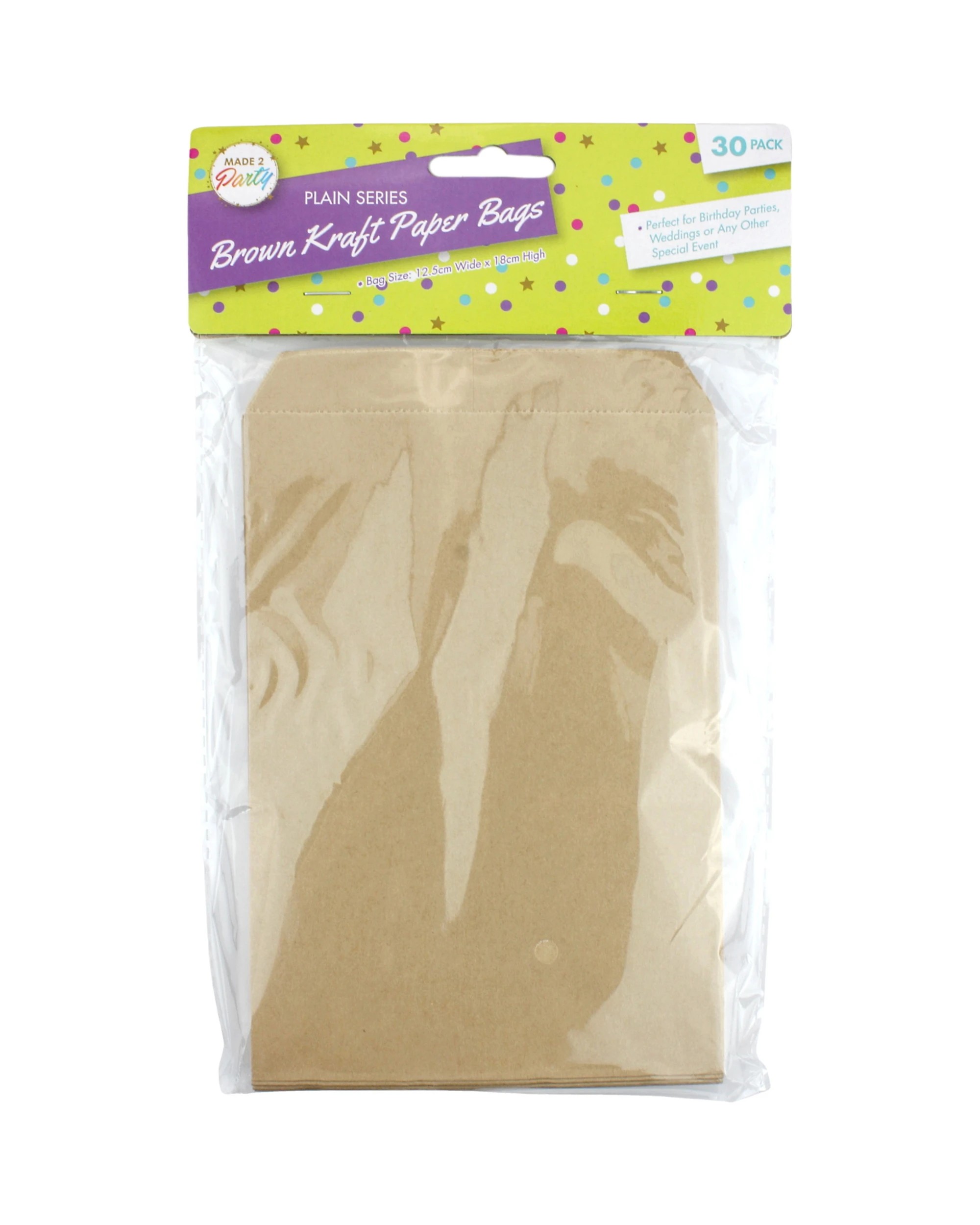 1 Durmaz Kraft Paper Treat Bags 18cm Pack of 30 - Brown, 1 of 2