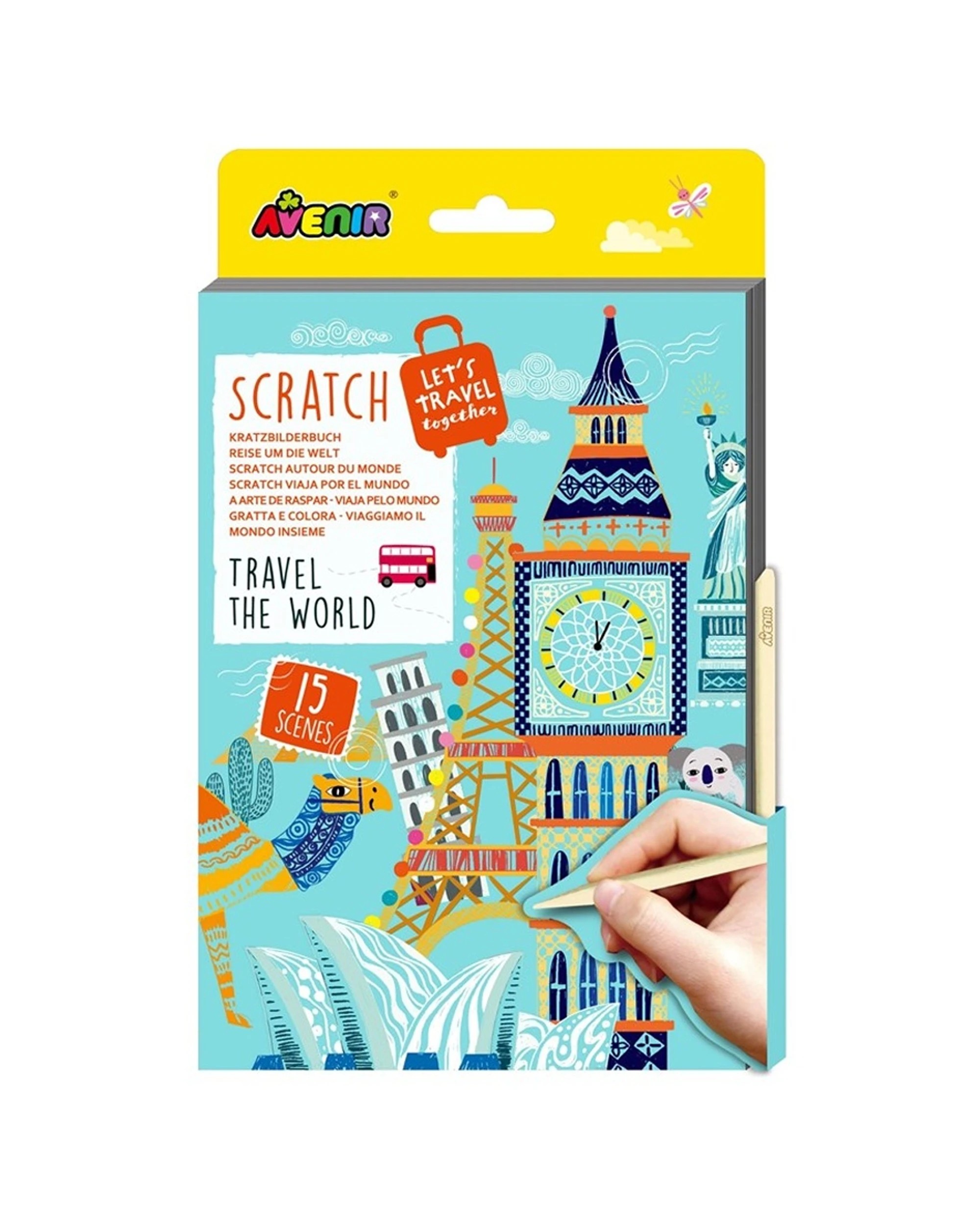 1 Avenir A5 Scratch Book Travel The World Kids Art Activity Vibrant Scene, 1 of 3