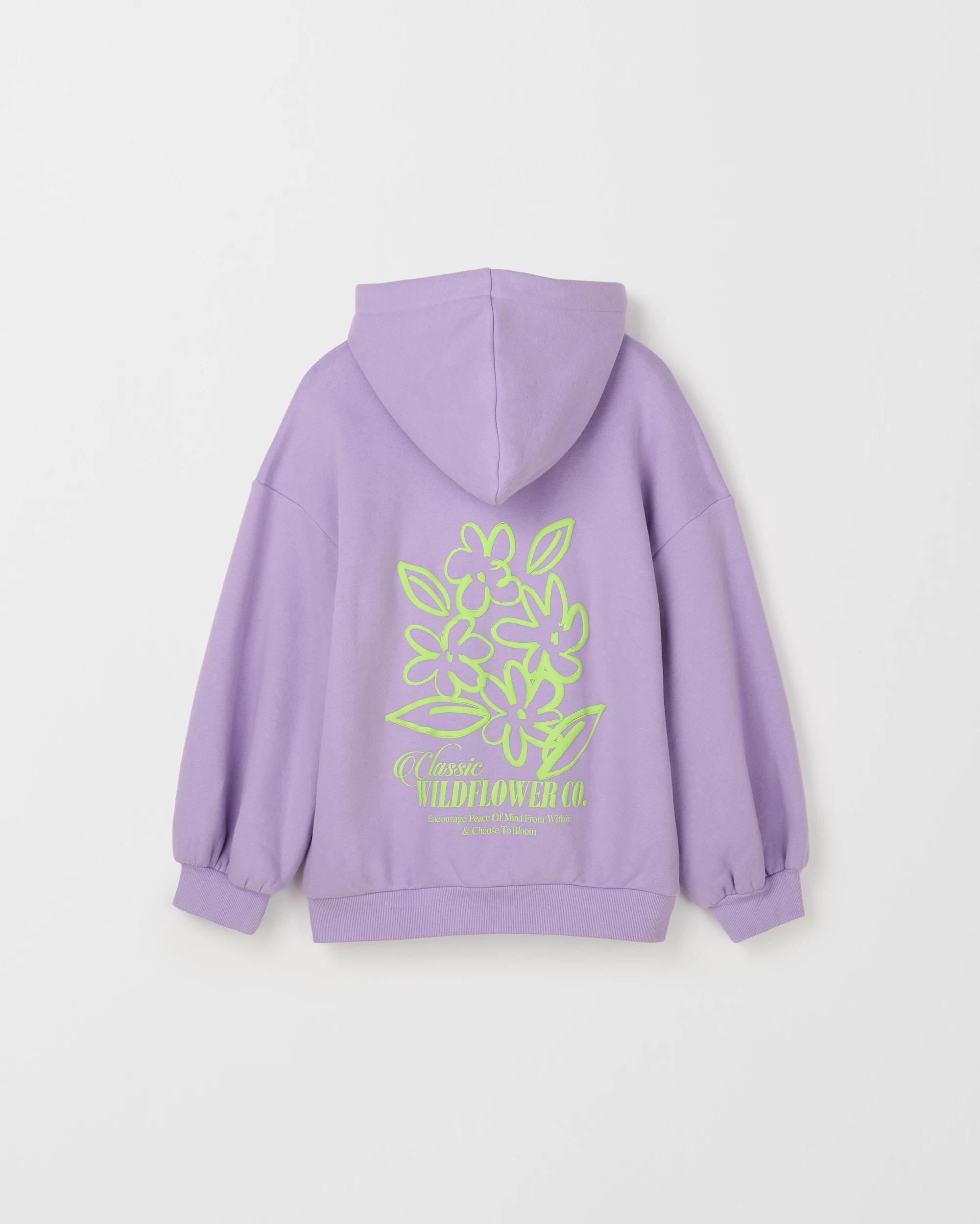 3 Target Kids Australian Cotton Blend Oversized Fleece Hoodie FLOWER PURPLE, 3 of 3