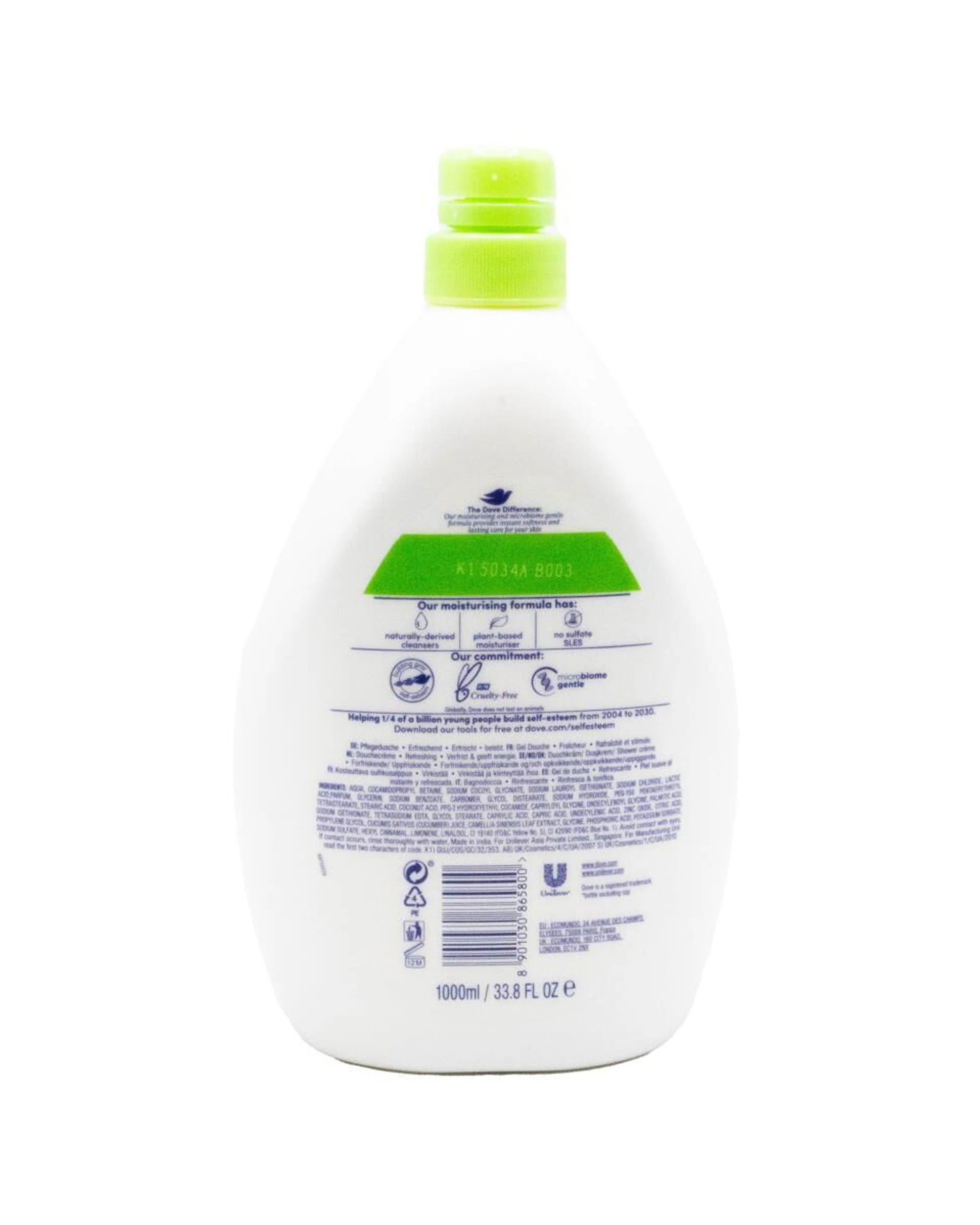 2 Dove Refreshing Body Wash Cucumber Tea Hydrating Care Moisturising Formula 1000ml - White, 2 of 2