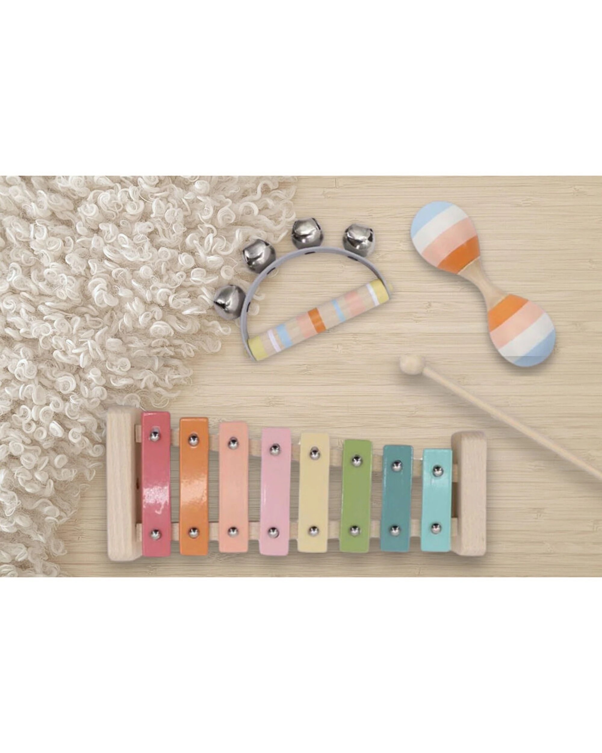 4 Kaper Kidz 3pc Wooden Kids Musical Toy Set With Xylophone & Shaker - Orange, 4 of 4