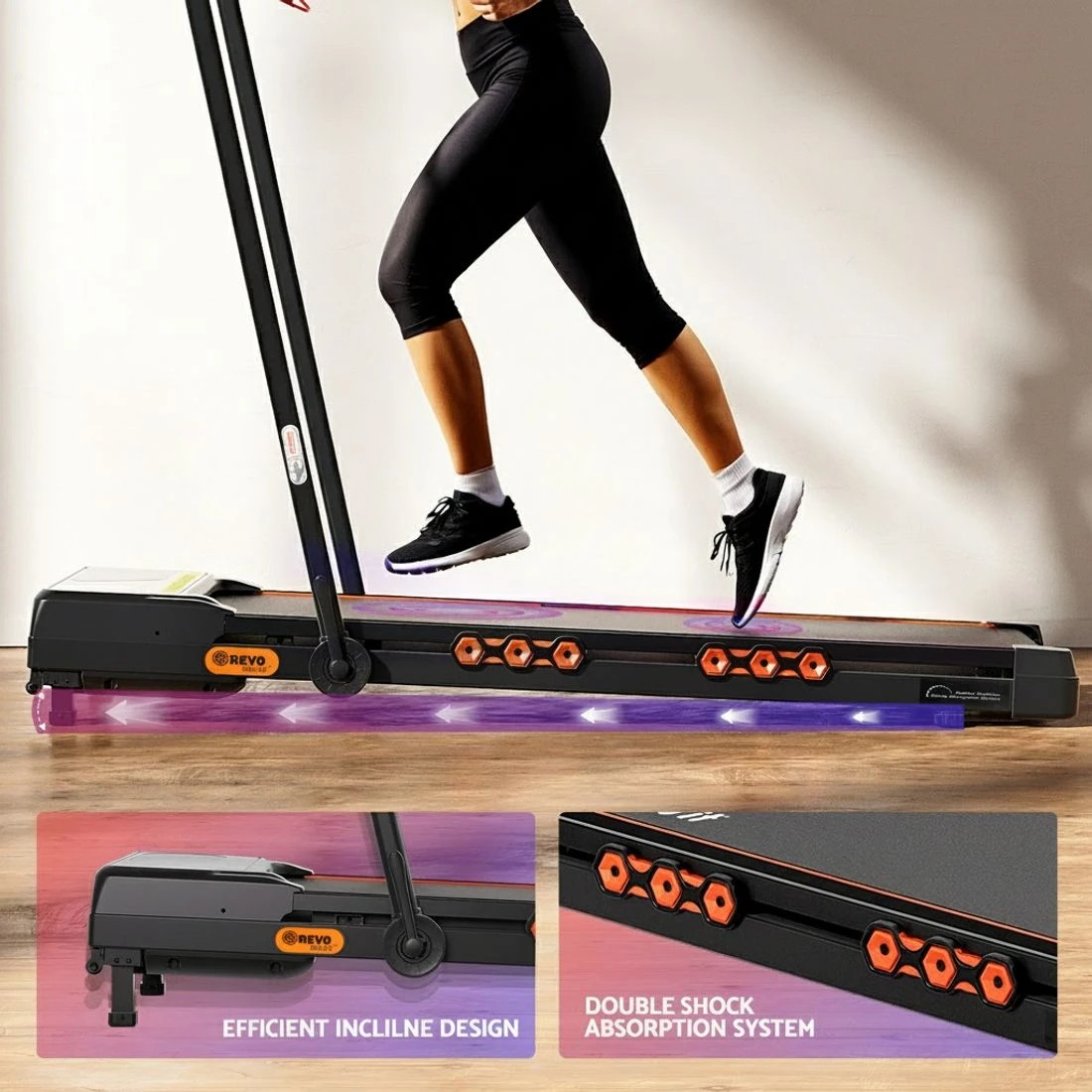 5 Everfit Treadmill Electric Walking Pad Auto Incline Foldable for Home Gym - Black, 5 of 7