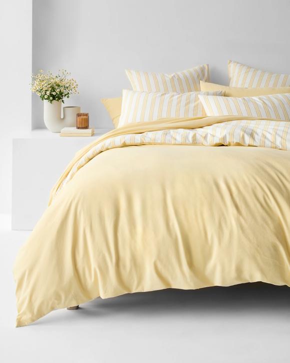 Arlo Cotton Stonewash Quilt Cover Set - Queen Bed - Yellow