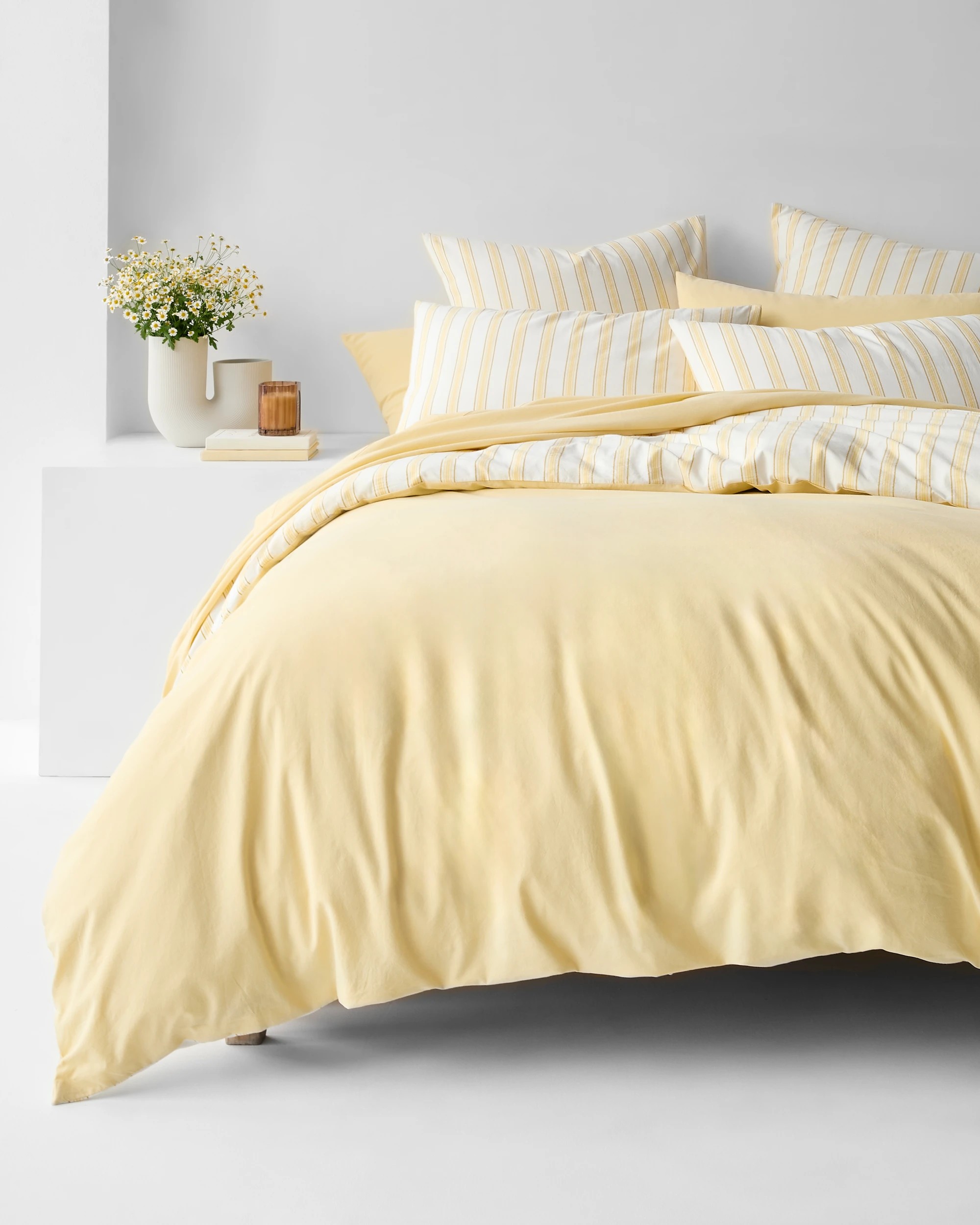 1 Arlo Cotton Stonewash Quilt Cover Set - King Bed - Yellow, 1 of 7