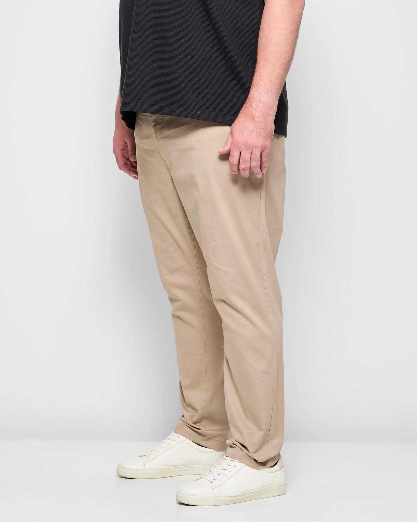 3 Target Man Plus Plus Size Australian Cotton 1/2 Elastic Waist Tapered Chino Pants SAND, 3 of 5