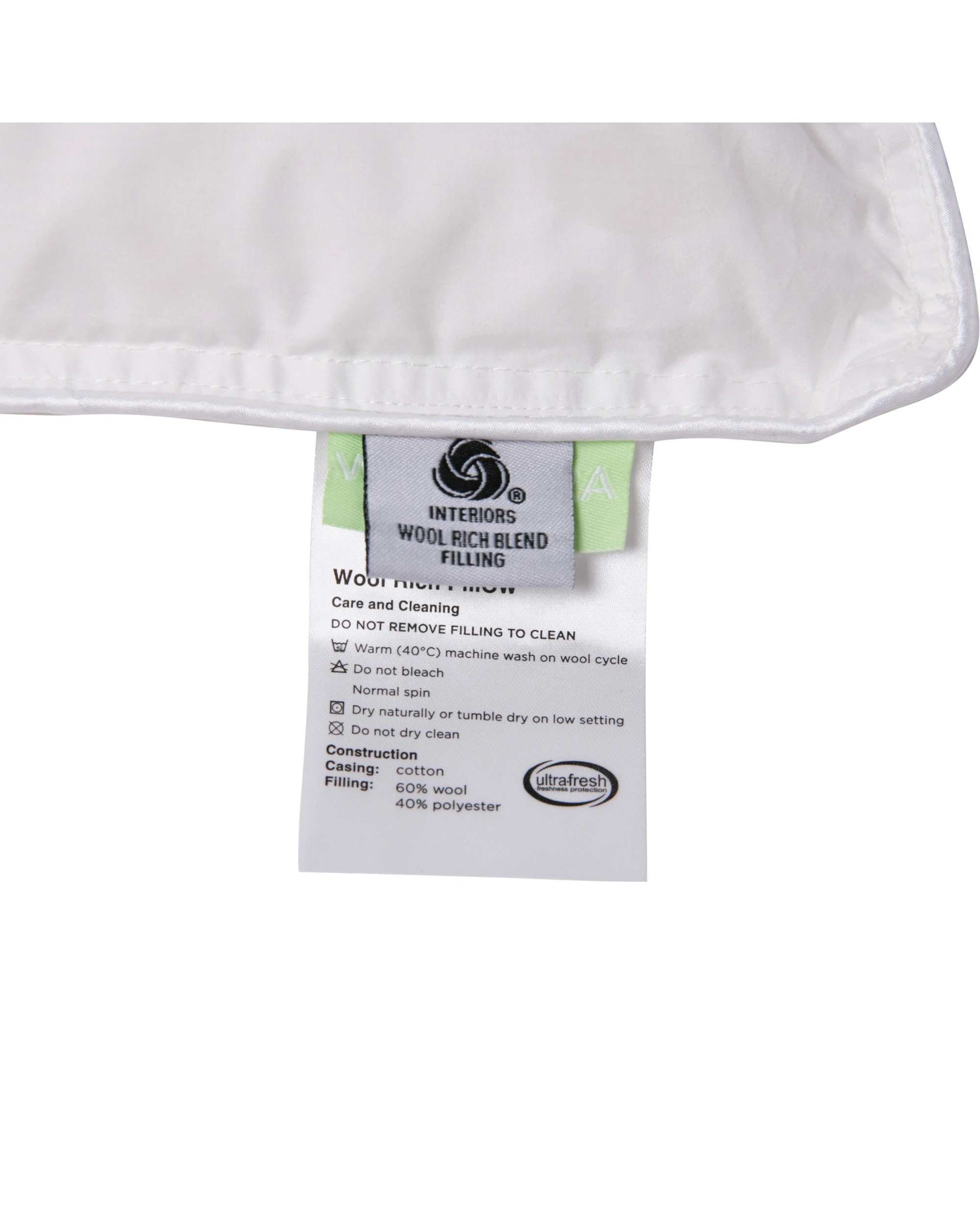 5 Wooltara Australian Wool Rich Pillow High Profile 48x73 cm - White, 5 of 7