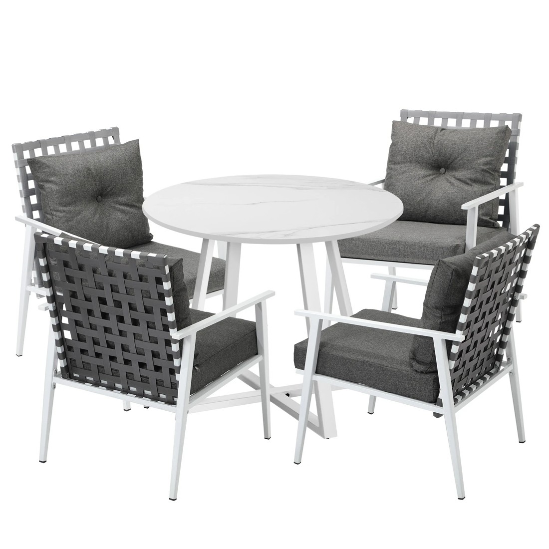 1 Livsip Outdoor Dining Set Patio Furniture Setting 5PCS Round Table Rattan Chair - Multi, 1 of 9