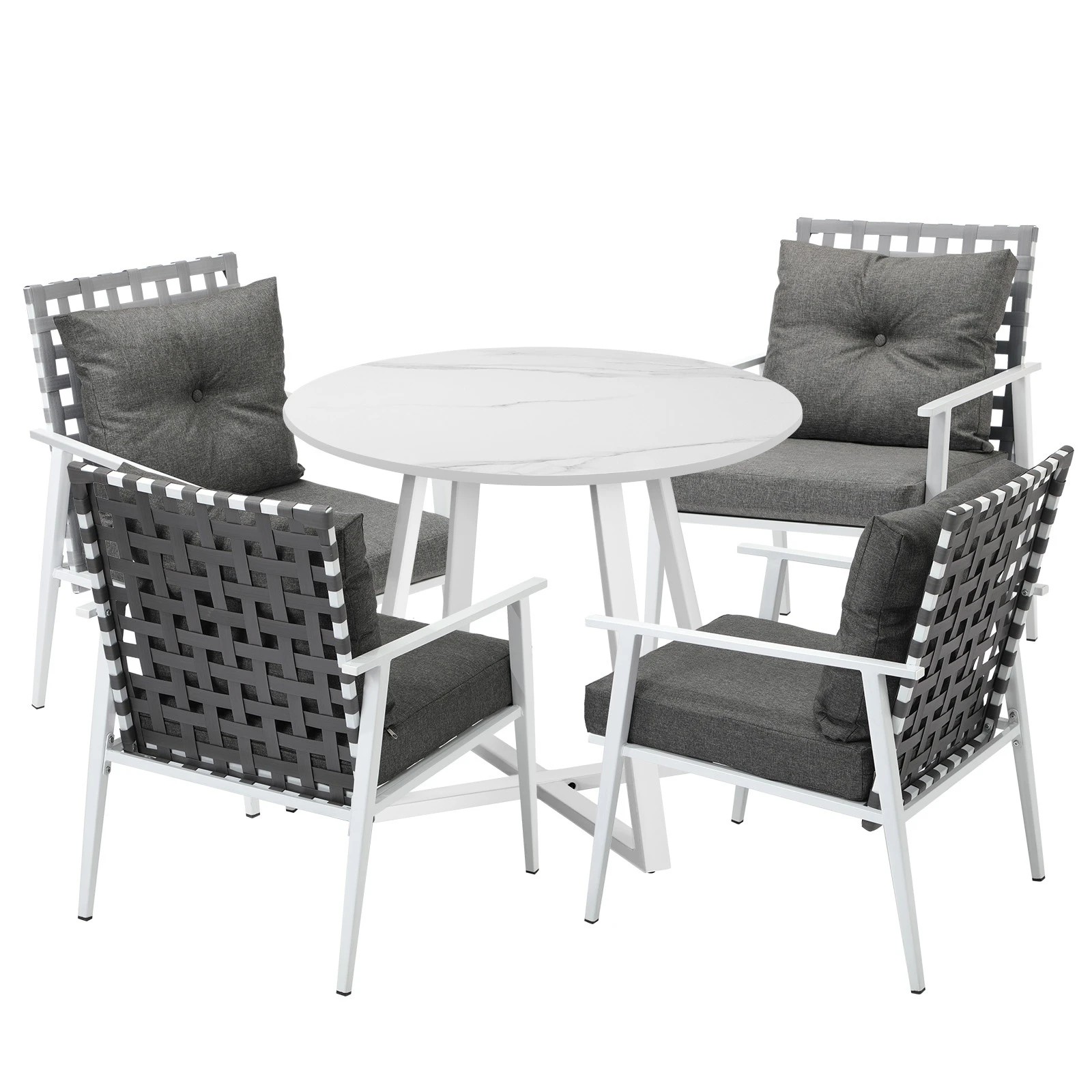 1 Livsip Outdoor Dining Set Patio Furniture Setting 5PCS Round Table Rattan Chair - Multi, 1 of 9