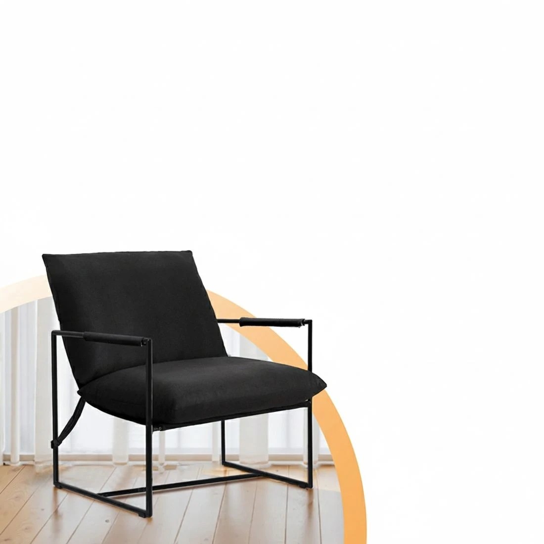 5 Artiss Armchair Lounge Chair Sling - Black, 5 of 7