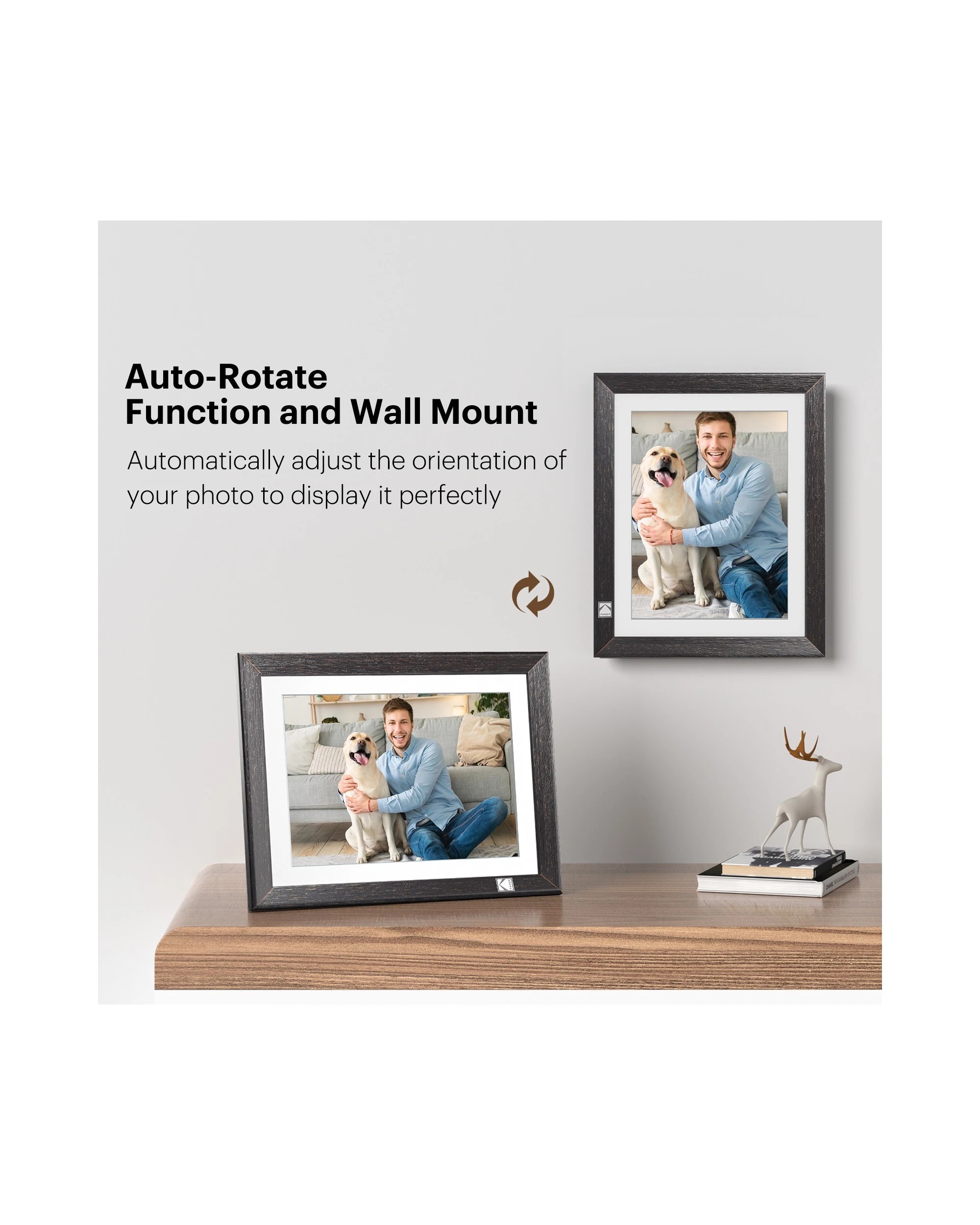 1 Kodak HDPF-978 9.7 Inch 2K WiFi Digital Photo Frame 32GB Rustic Wood, 1 of 3