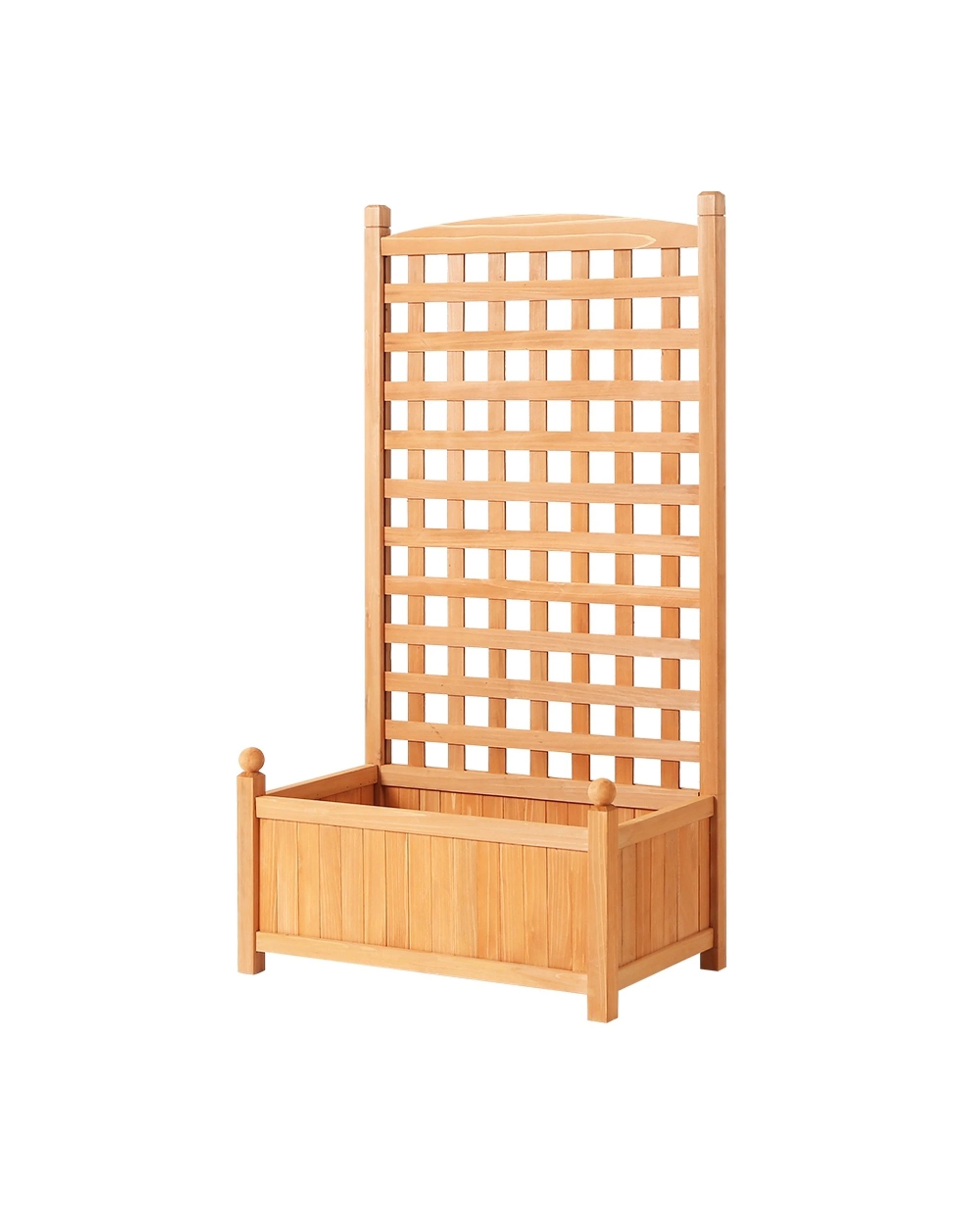 1 Green Fingers Garden Bed Wooden 64x35x115cm Planter Raised Box Container Trellis - Brown, 1 of 5