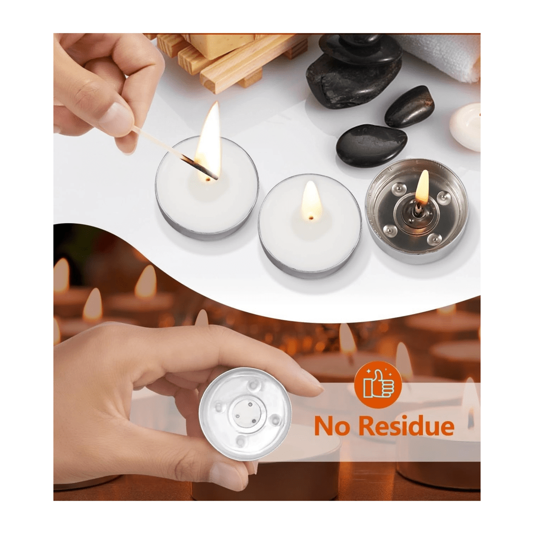 2 BR Home Tealight Candles, 400-Pack, 9-Hour Burn Time, Smokeless Crystal Wax, 2 of 8