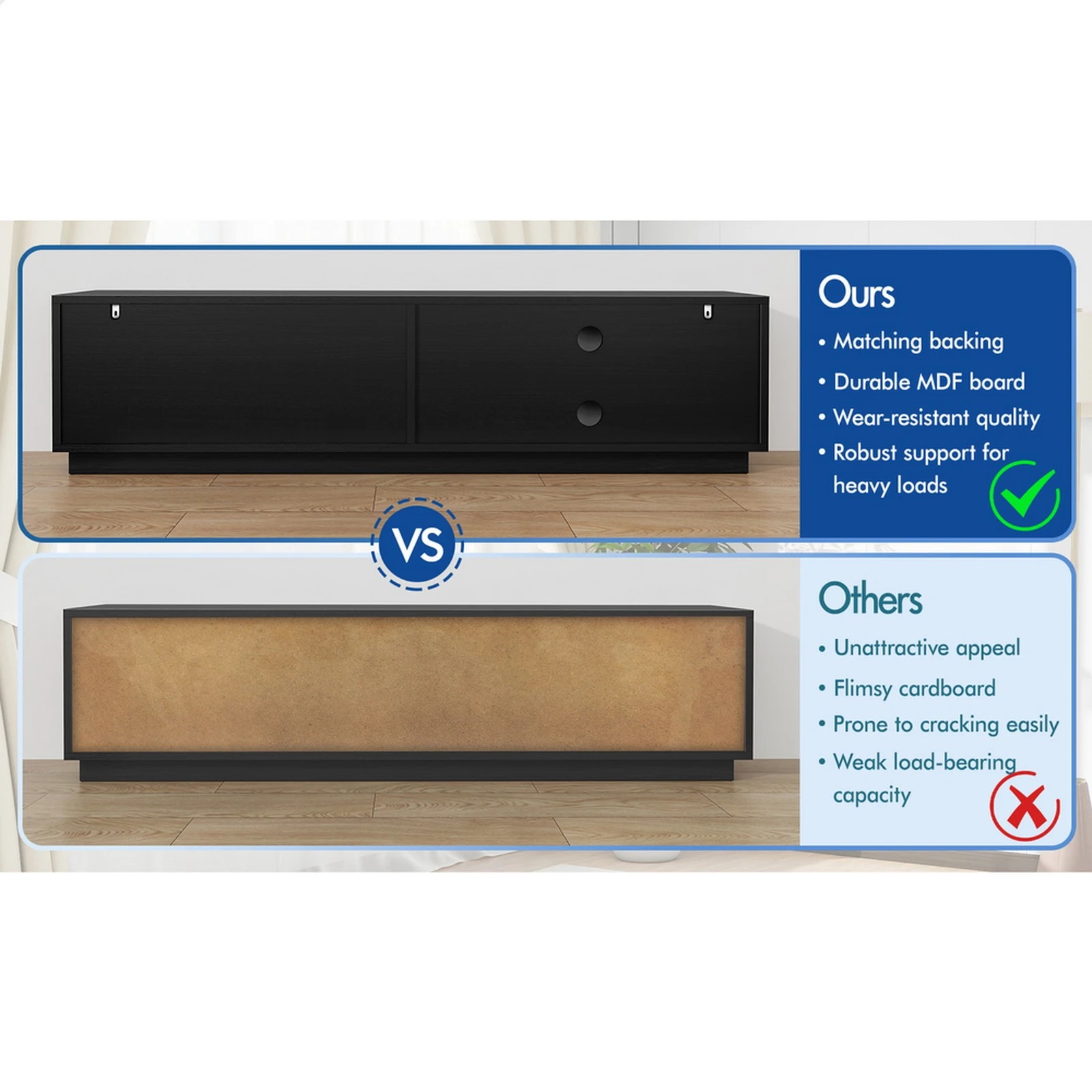 10 Alfordson Entertainment Unit TV Cabinet Stand Storage Drawer 180cm - Black, 10 of 10