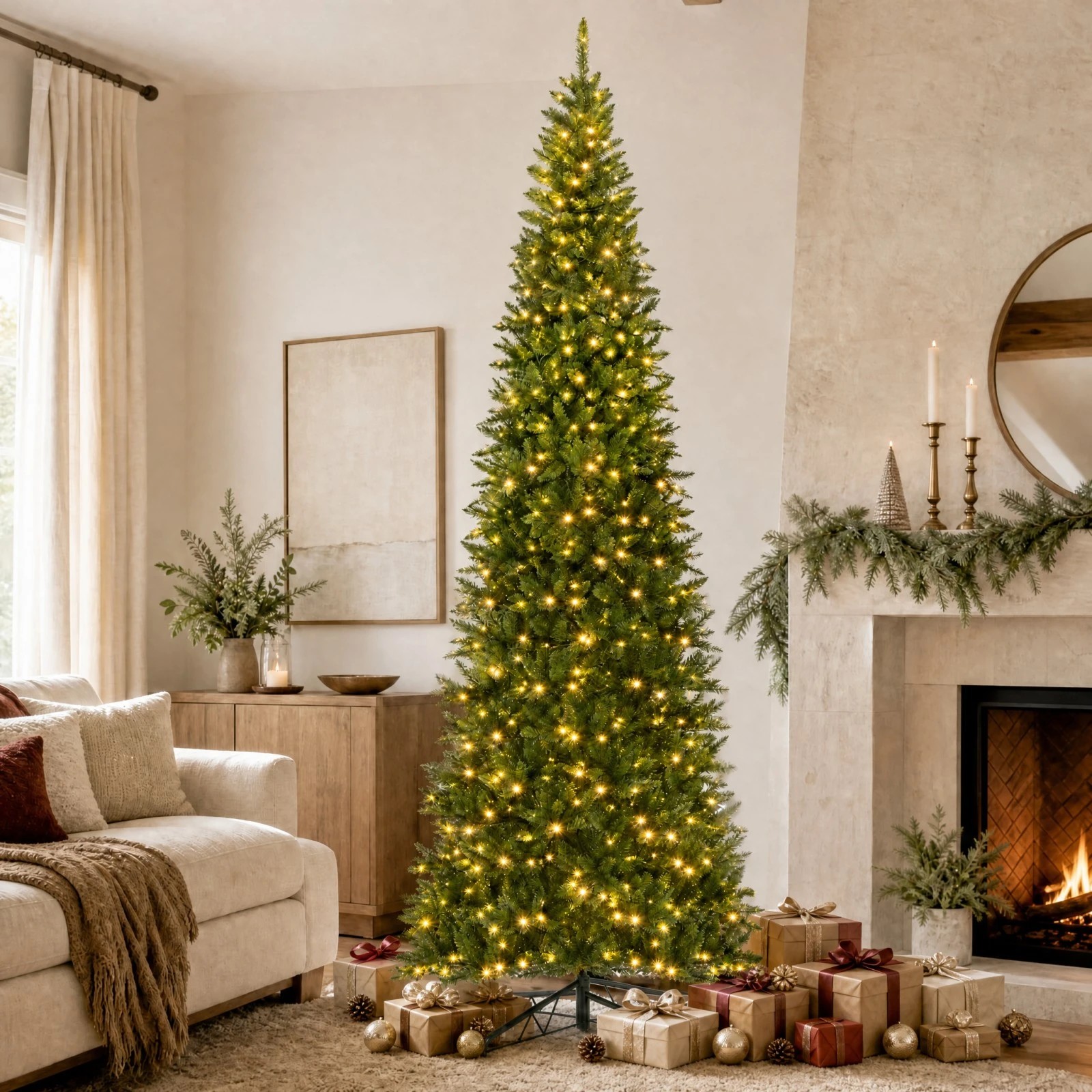 3 Costway 3.6M Artificial Christmas Tree w/800 LEDs Hinged Xmas Decoration Tree, 3 of 6