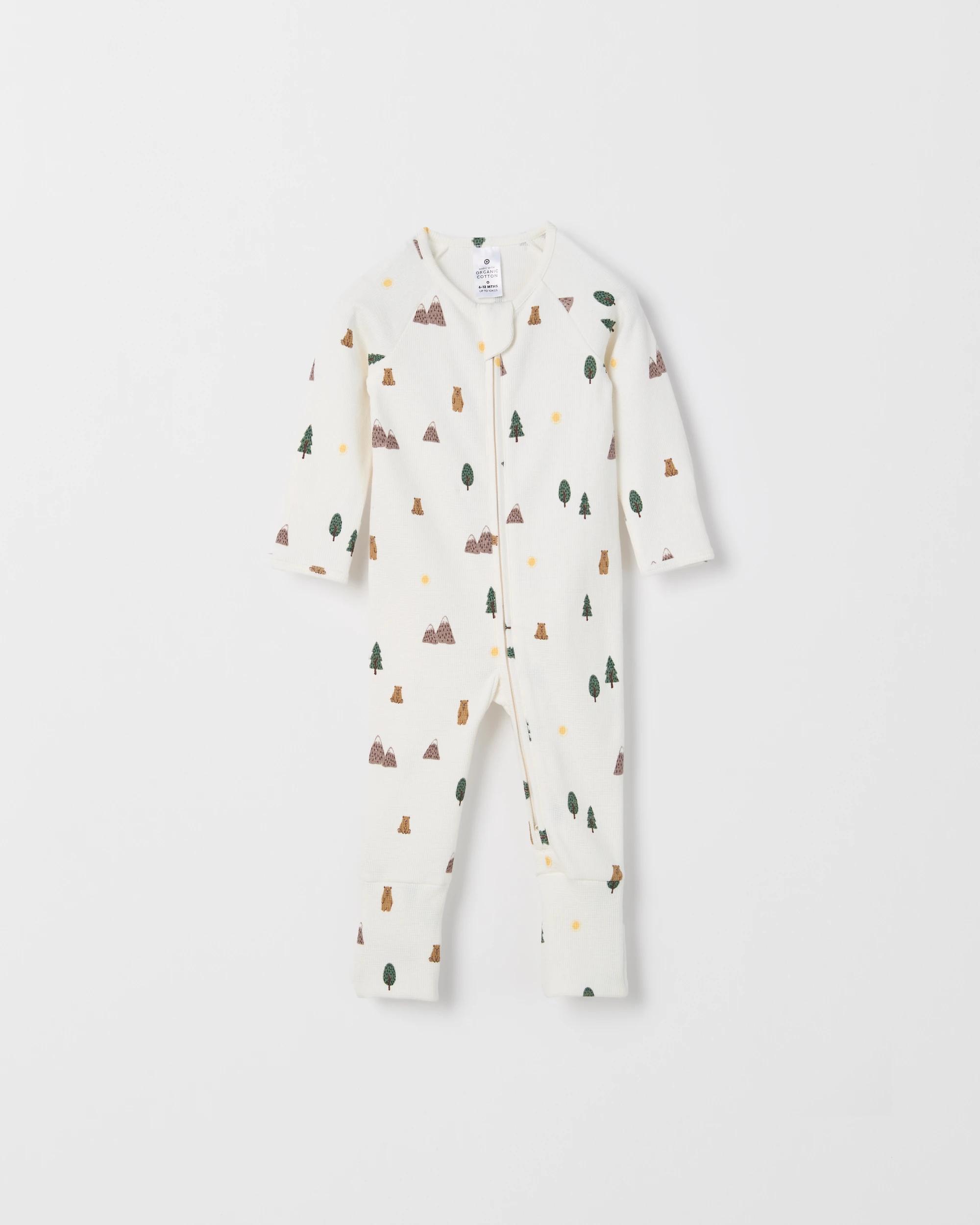 1 Target Baby Organic Cotton Zip Waffle Footless Coverall FOREST, 1 of 3