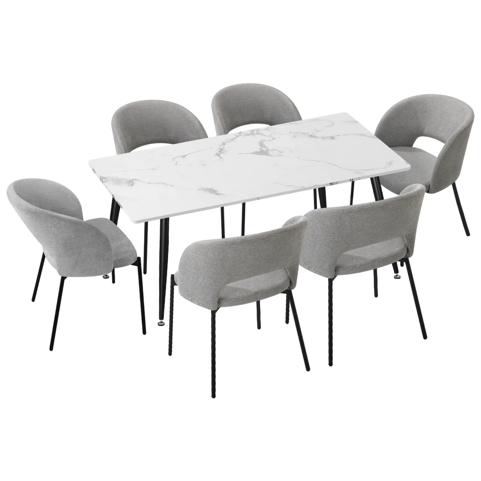 1 Oikiture 120cm Rectangle Dining Table With 6pcs Fabric Dining Chairs
 - Multi, 1 of 10