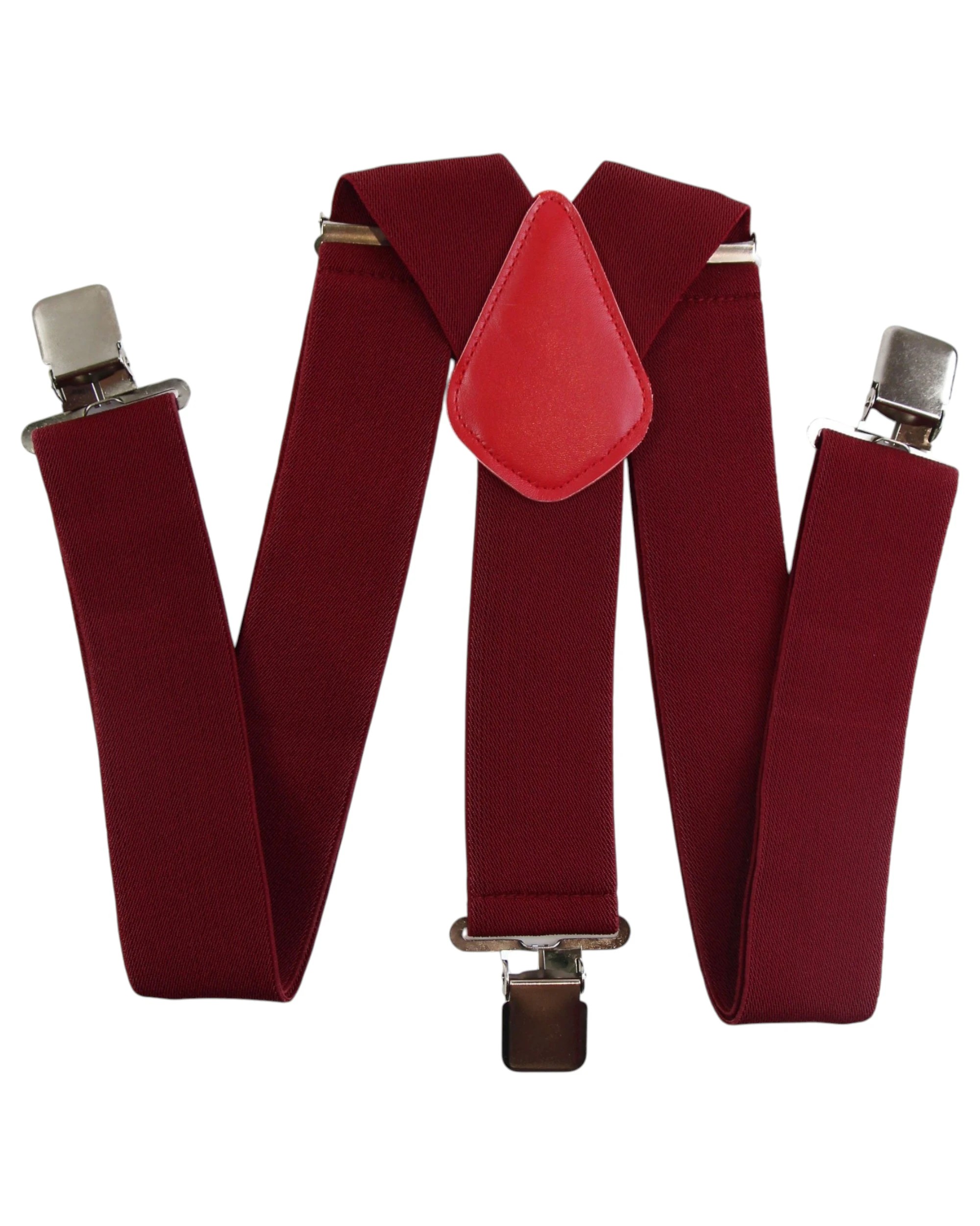 1 Zasel Mens Extra Wide Heavy Duty Adjustable 120cm Maroon Suspenders, 1 of 3