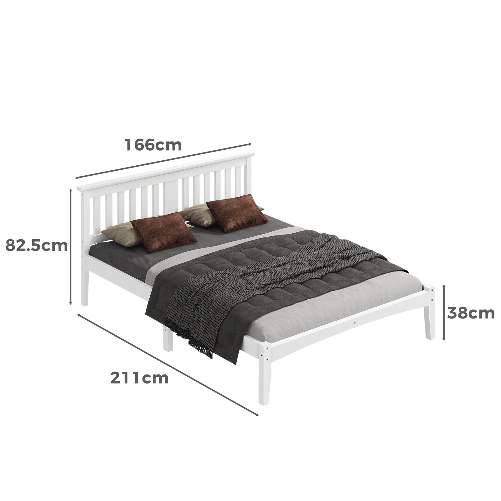 10 Alfordson Bed Frame Wooden Timber Queen Size Mattress Base Platform Elgin - White, 10 of 10