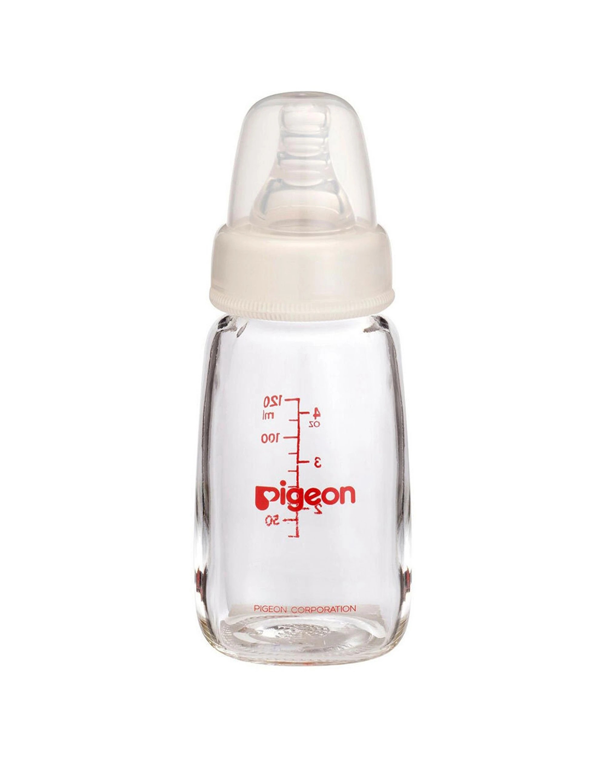 1 Pigeon Slim Neck Peristaltic Glass Baby Bottle 120ml 0-3 Months Infant Feeding - Clear, 1 of 2
