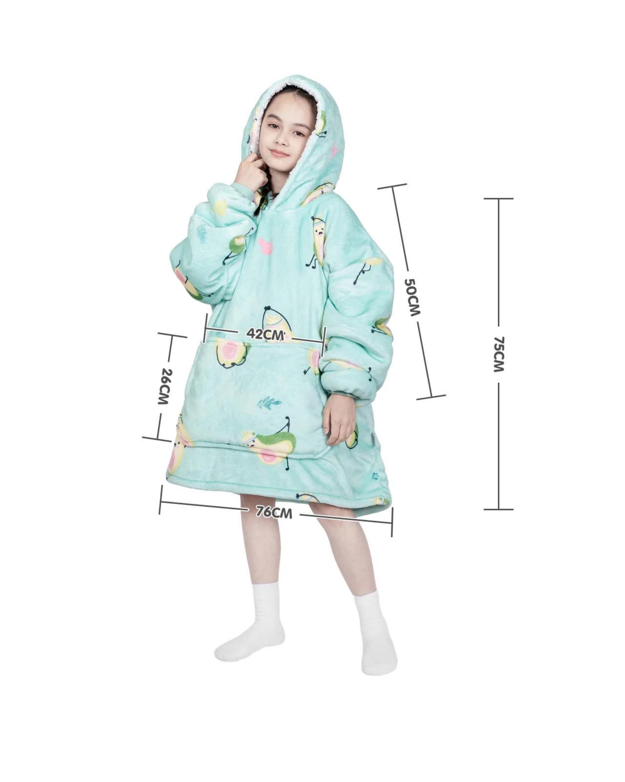 3 Advwin Wearable Blanket Flannel Hoodie Sweater Kids Pink Point YOGA AVOCADO, 3 of 5