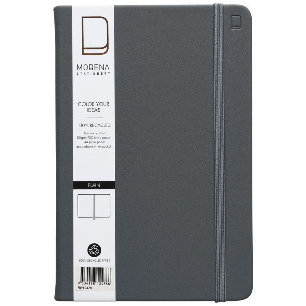 1 Modena A5 PU Plain Notebook Grey, 1 of 5
