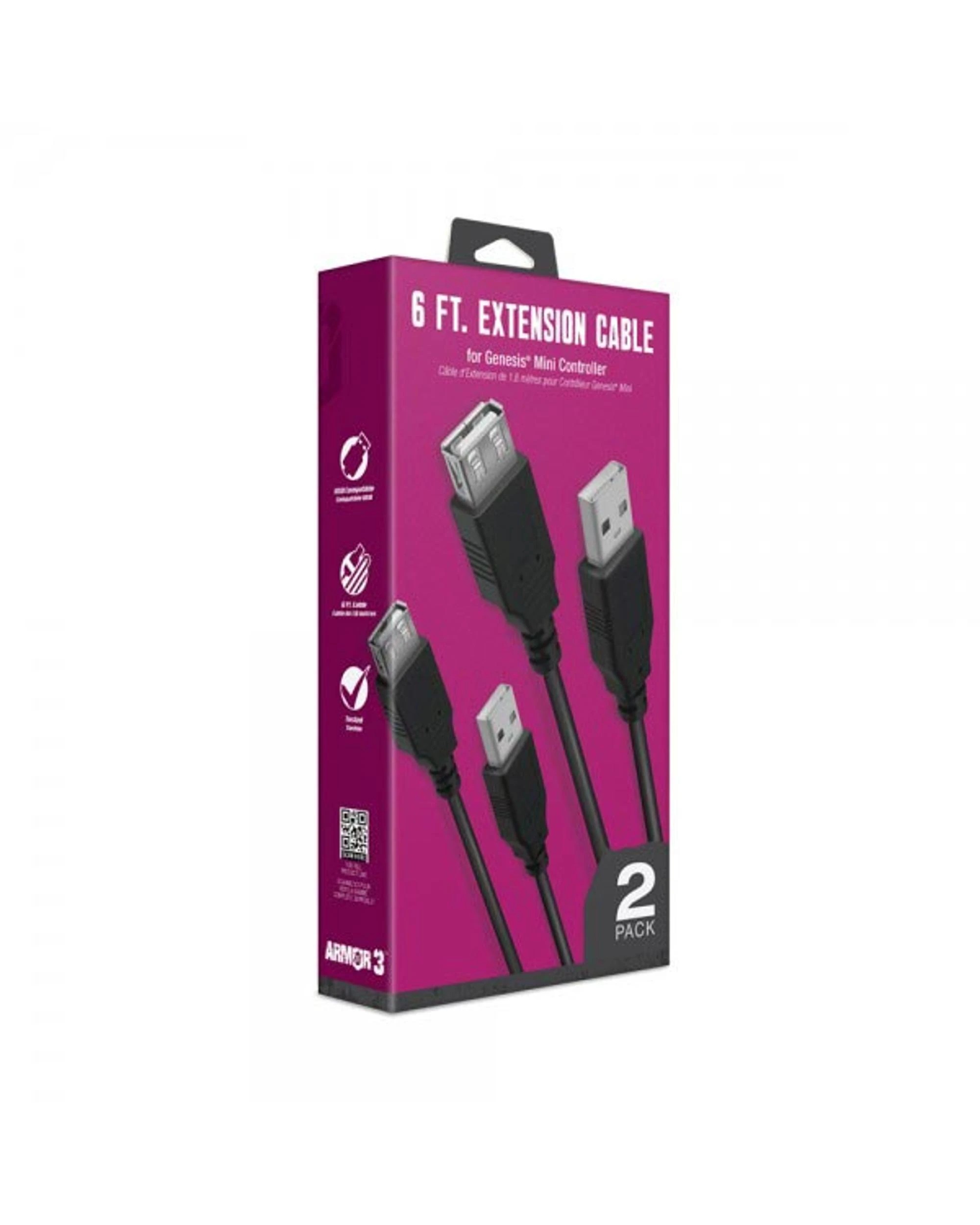 3 Armor3 6ft Extension Cable for Sega Mega Drive Mini 2 Pack, 3 of 3