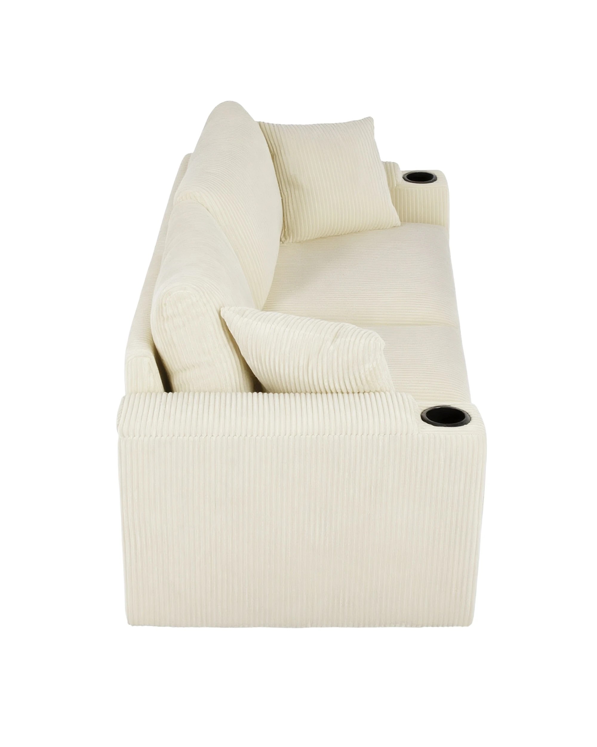 6 Advwin 182cm 2 Seater Sofa Corduroy Modular Lounge Couch w/ Storage Armrests & Cup Holder, 6 of 9