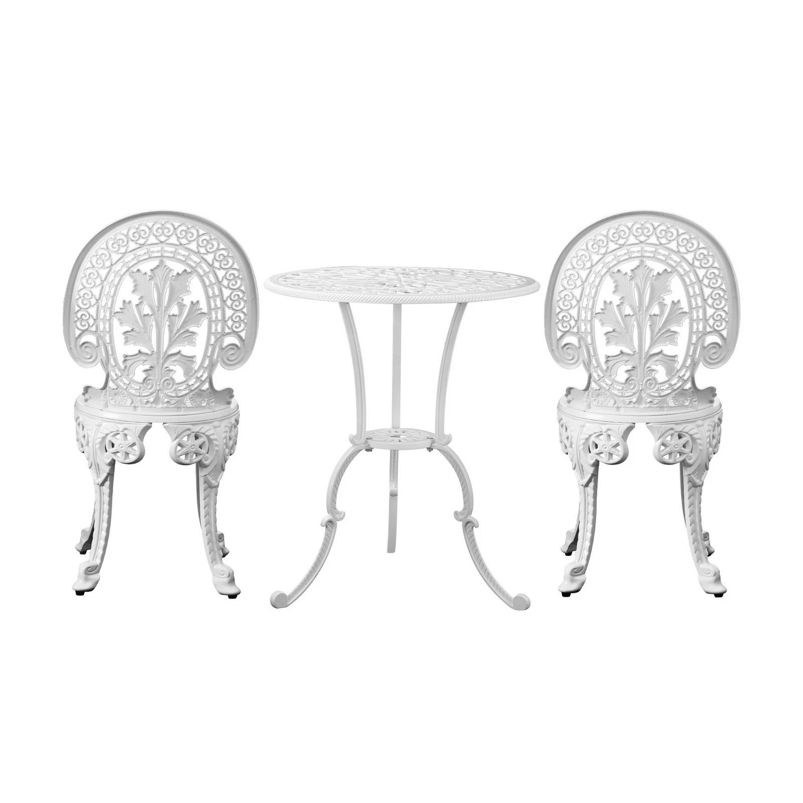 4 Livsip Outdoor Bistro Setting Cast Aluminium Table And Chair 3pcs Patio Set
 - White, 4 of 10