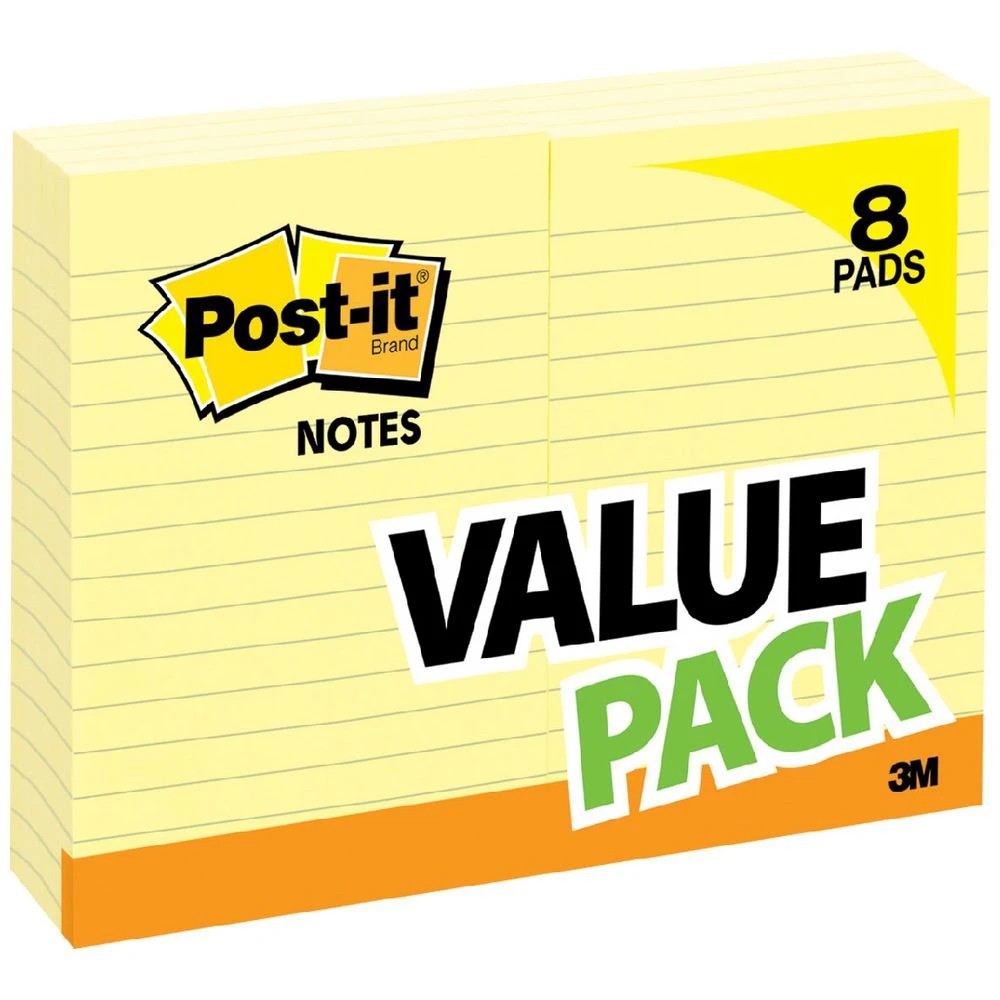 1 Post-it Lined Notes 101 x 152mm Yellow 8 Pack, 1 of 7