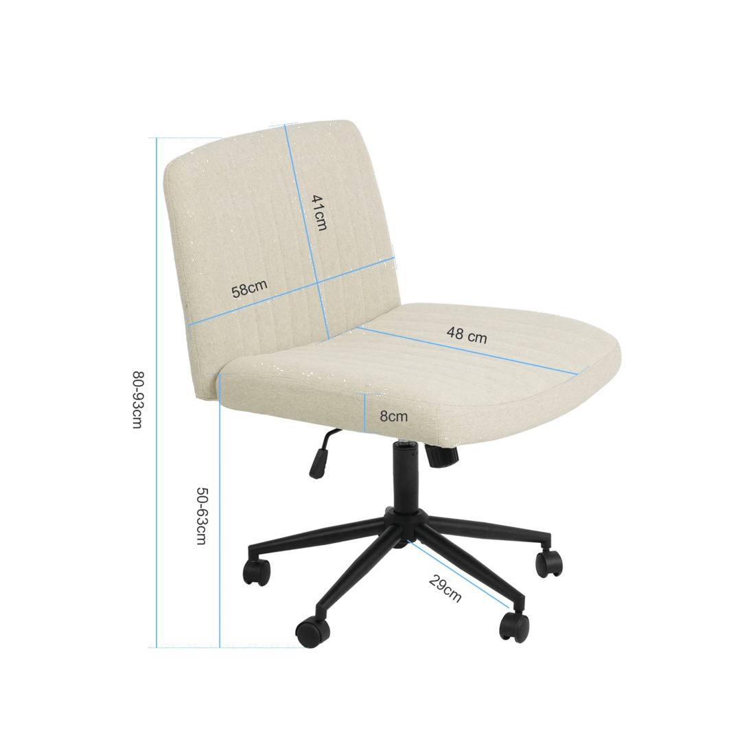 2 Advwin Armless Cross-Legged Office Chair Swivel Vanity Chair Beige, 2 of 9