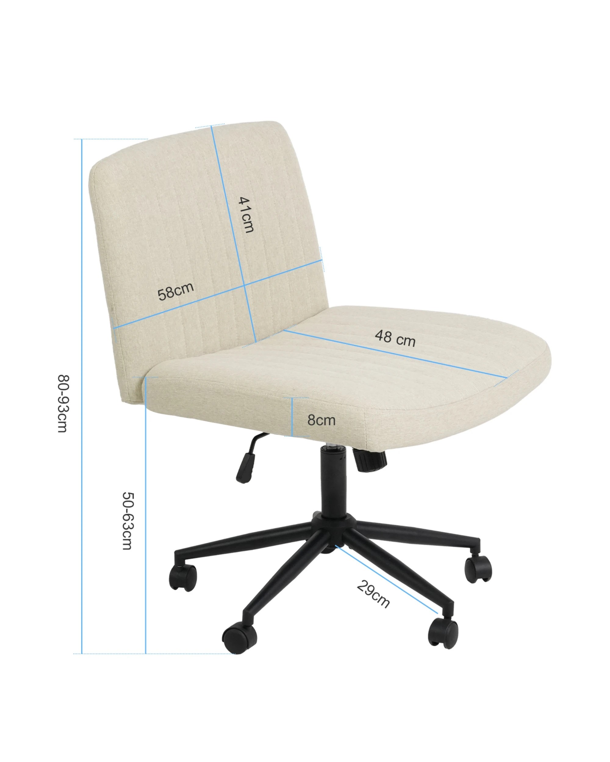 2 Advwin Armless Cross-Legged Office Chair Swivel Vanity Chair Beige, 2 of 9