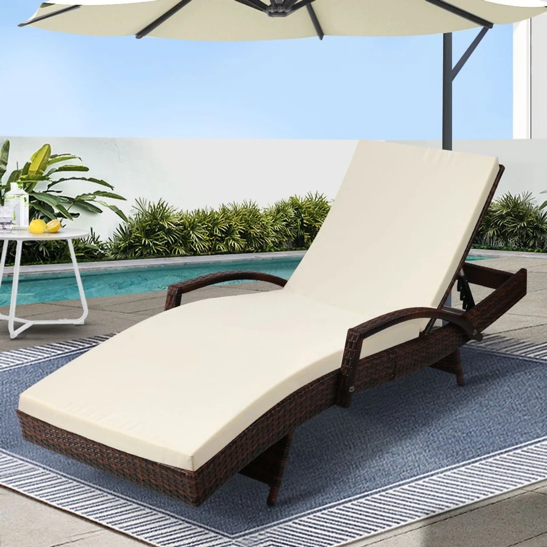 1 Gardeon Sun Lounger - Brown, 1 of 8