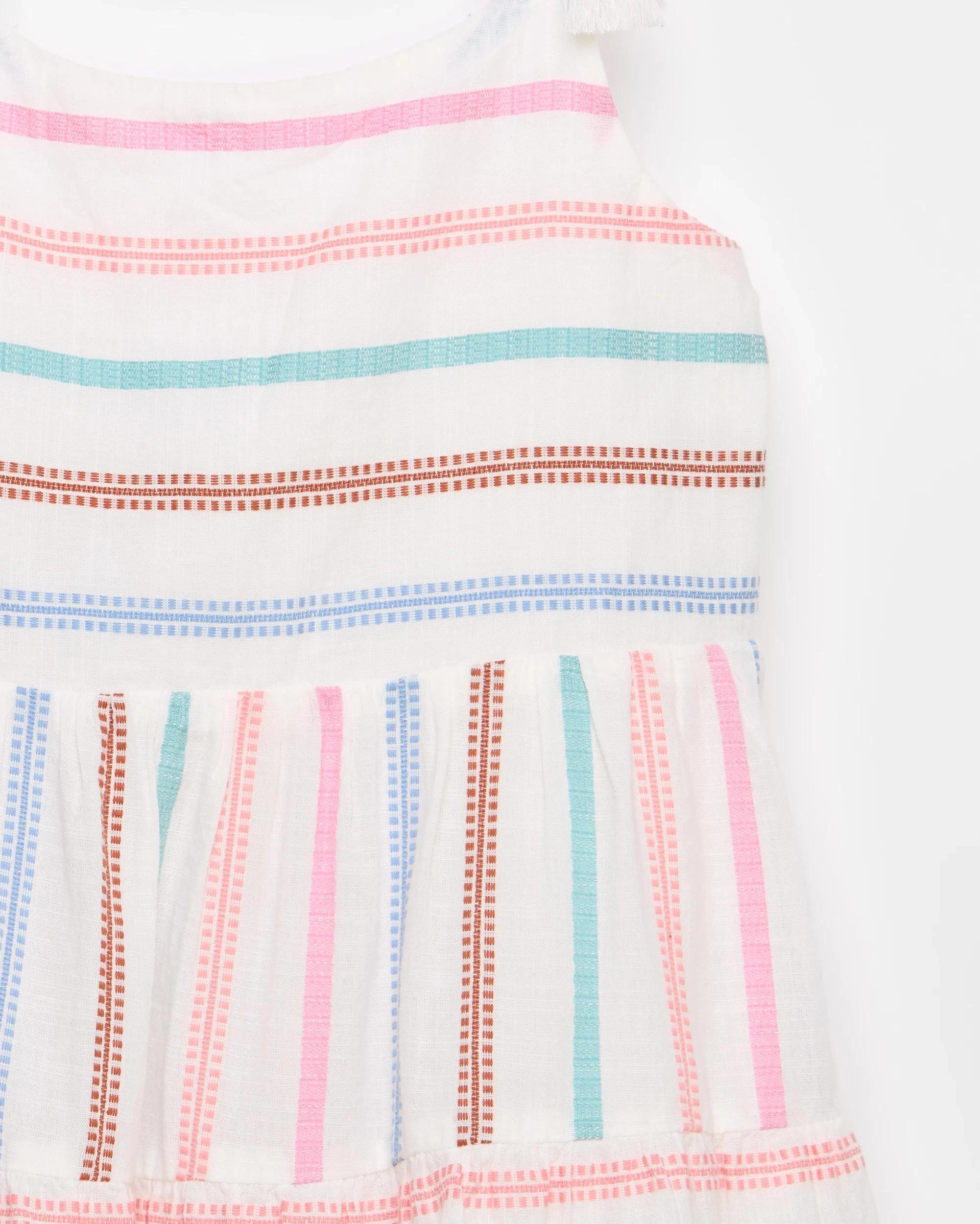 5 Target Woven Tiered Trextured Dress RAINBOW STRIPE, 5 of 5