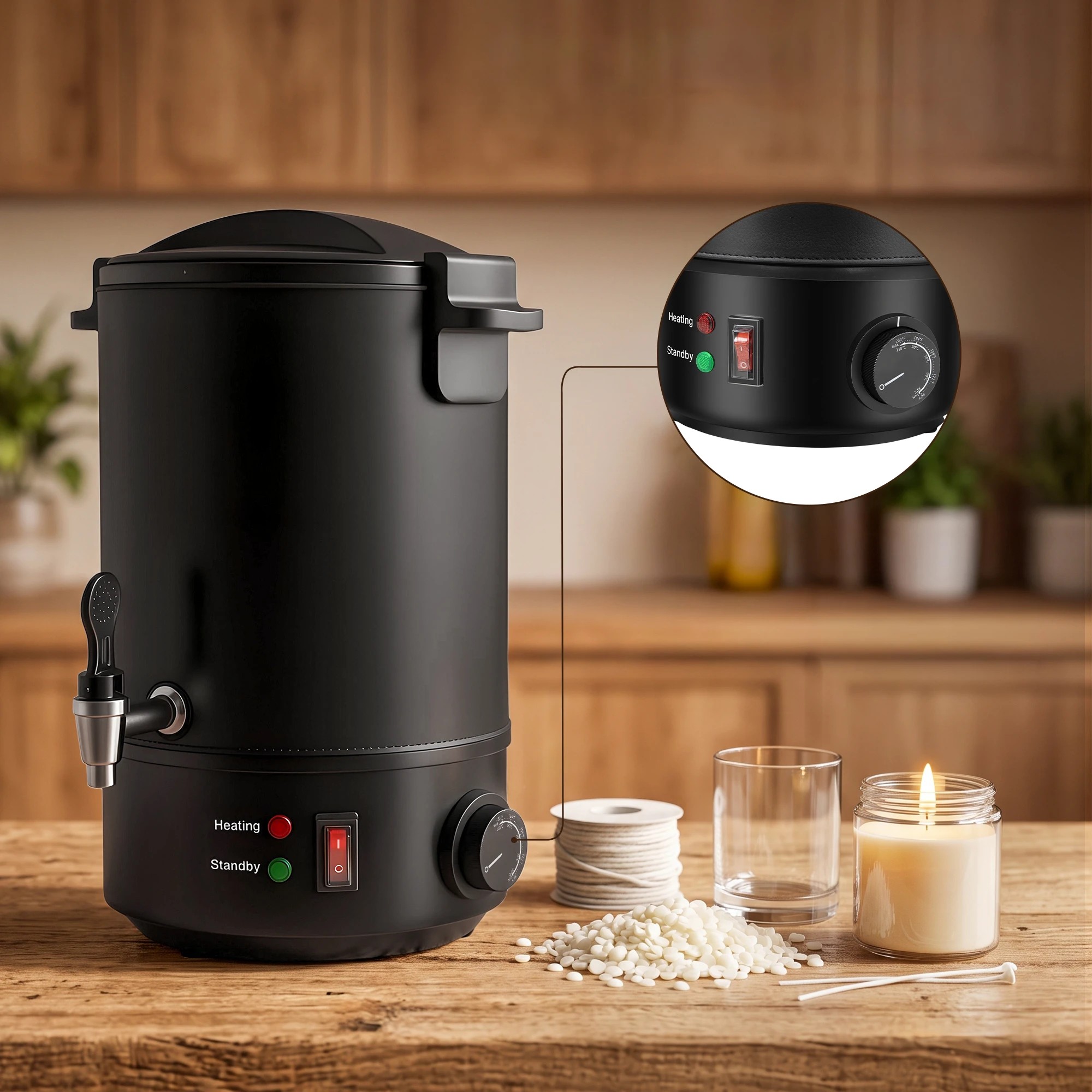 5 Devanti 6L Wax Melter Candle 1520W Making Melting Pot Furnace Pour Spout - Black, 5 of 9