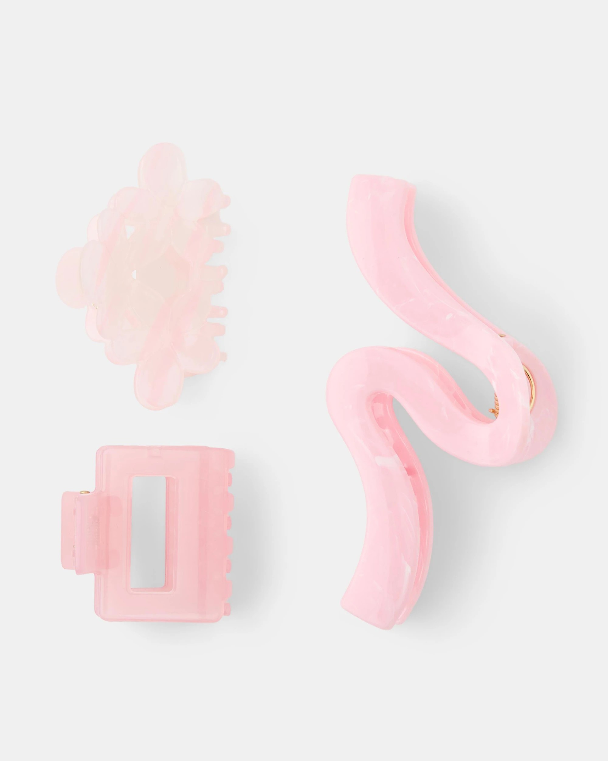 1 3 Pack Pink Flower Claw Hair Clips, 1 of 4